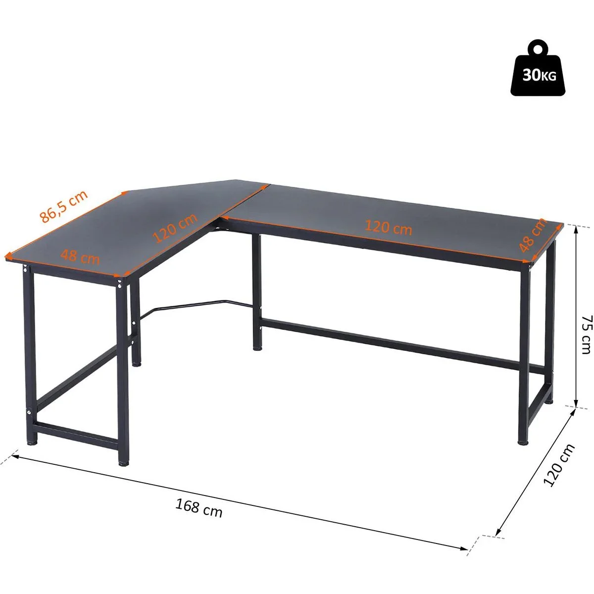 Eckschreibtisch schwarz - 7