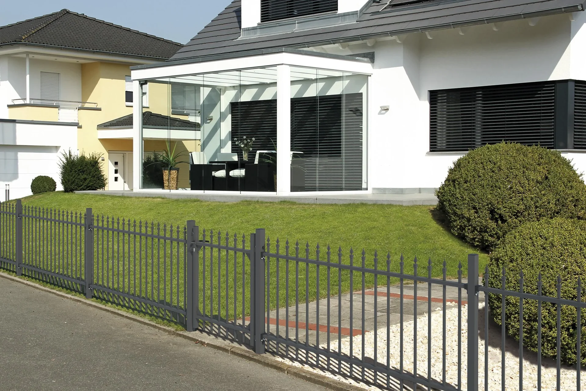 Zaunkomplettset Chaussee, zum Einbetonieren, anthrazit, Höhe 100 cm, Länge 10 m - 0