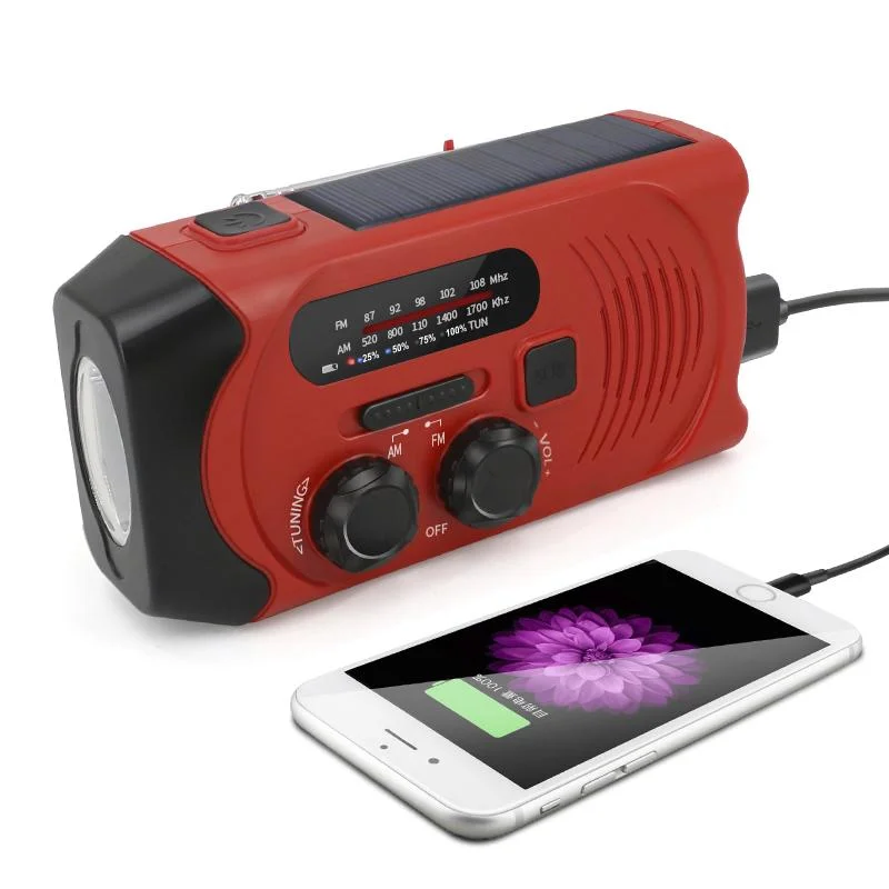 Tragbares Solar Kurbel Radio mit Taschenlicht, Akku- und Batteriebetrieb - 2