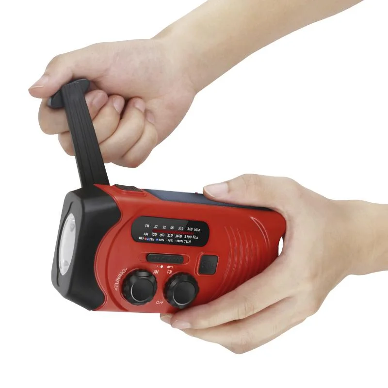 Tragbares Solar Kurbel Radio mit Taschenlicht, Akku- und Batteriebetrieb - 6