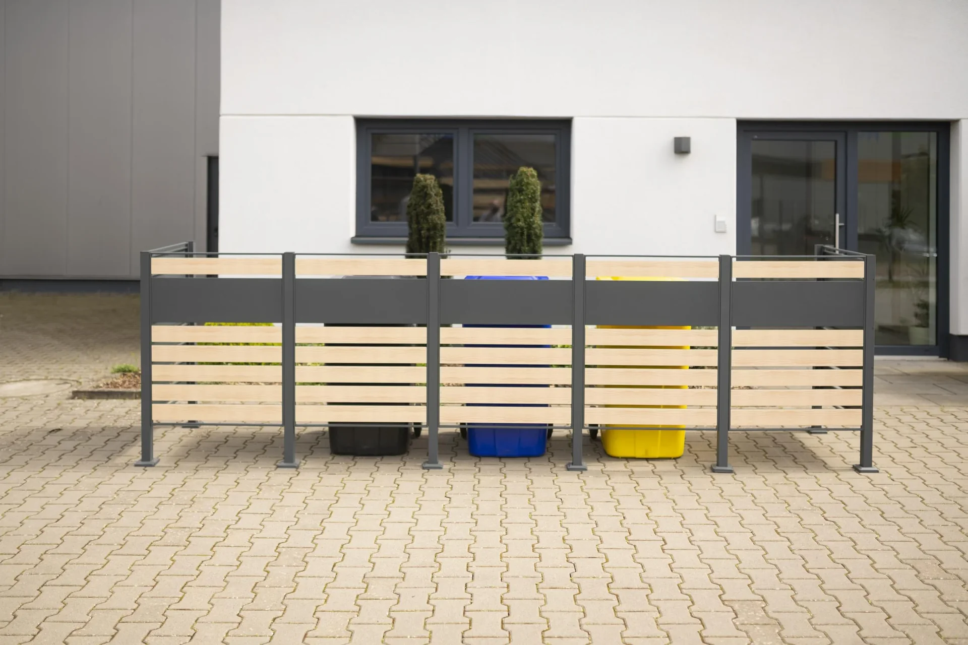 Mülltonnenverkleidung Planum 5er Box, 120 cm, holzoptik - 0