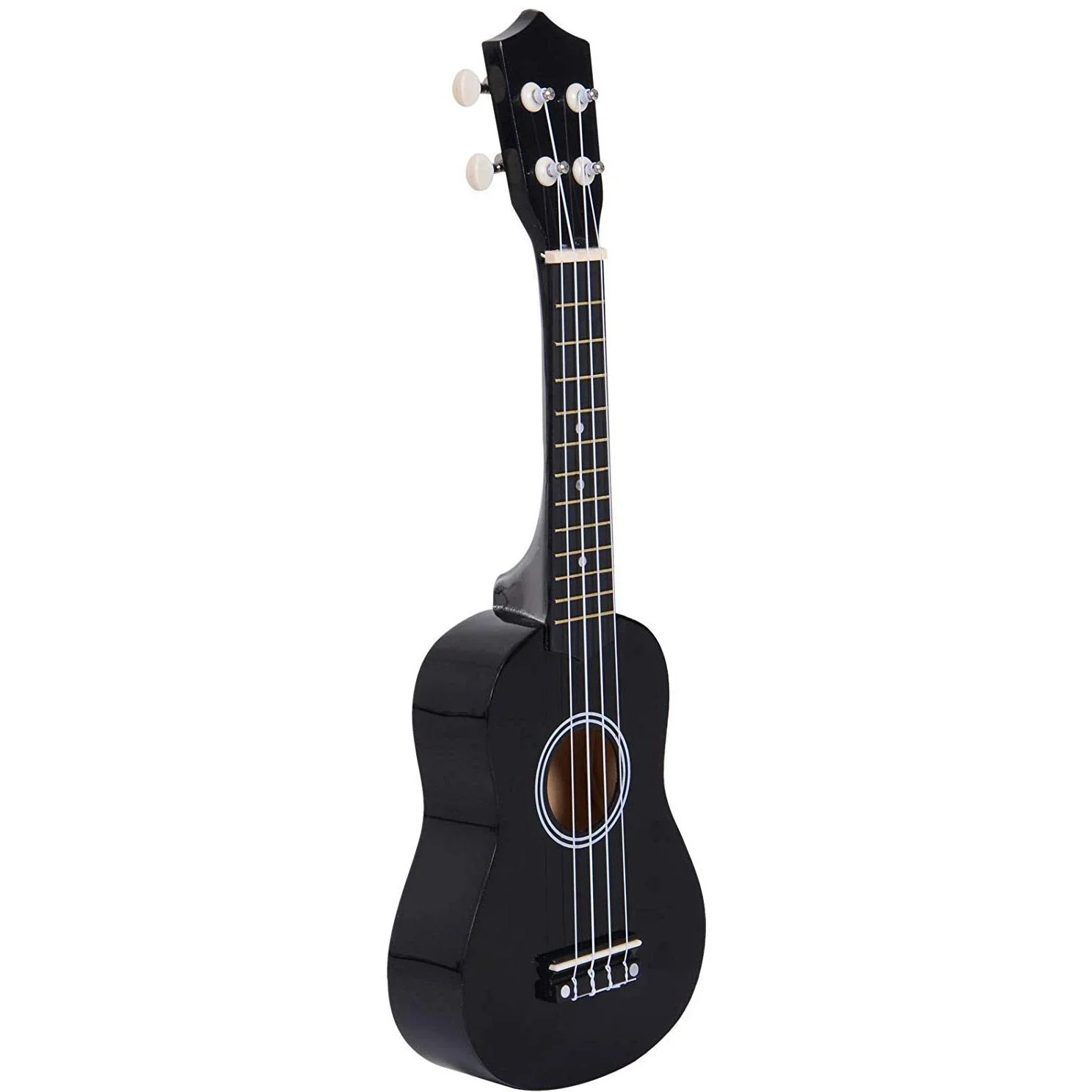 Ukulele Saiteninstrument Anfänger Nylonsaiten Birkenholz Schwarz 53 x 17,5 x 6,2 cm - 0