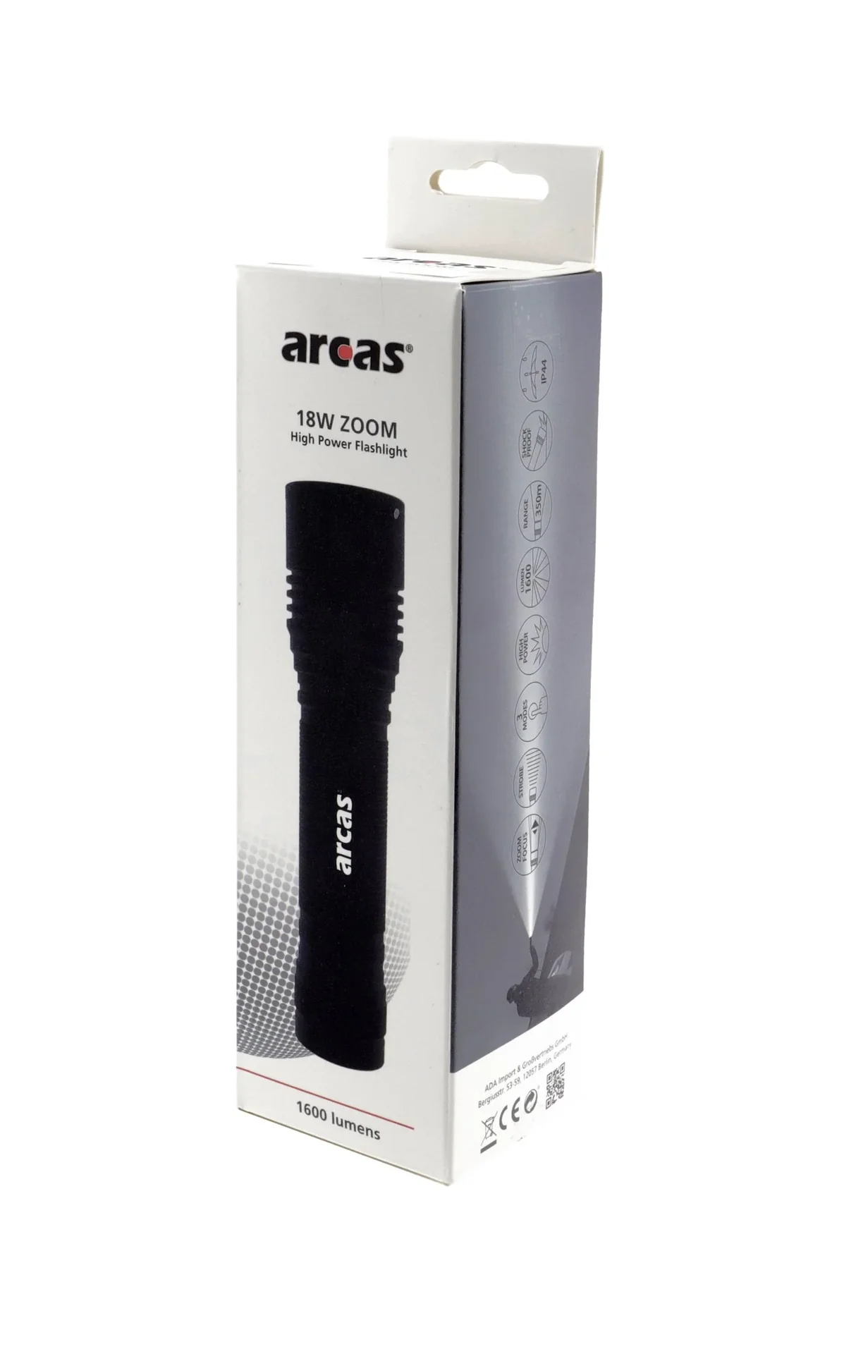 Hochleistungstaschenlampe ARCAS 18 Watt aus stabilem Aluminium, 1600 Lumen - 1
