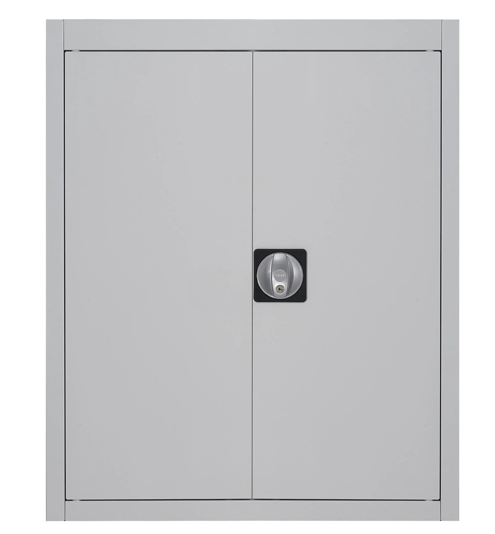 Flügeltürenschrank MKST 4/08 A, lichtgrau mit 42 x blauen Magazinkästen - 0