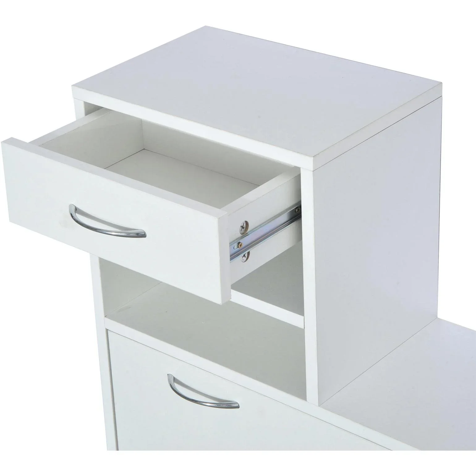 Garderoben Set 2 tlg Schuhschrank Spiegel 3 in 1 Weiß - 0