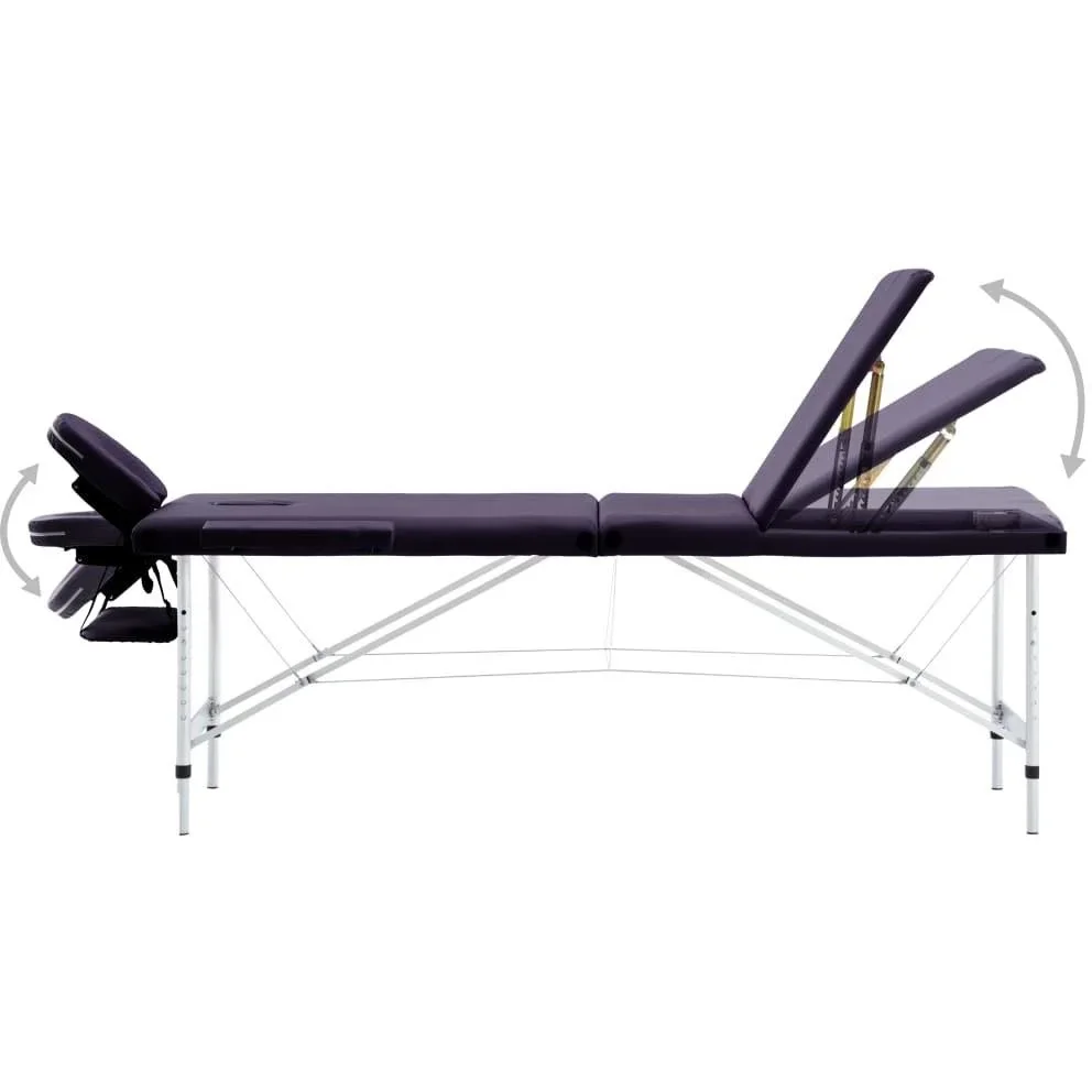 Klappbarer Massagetisch 3 Zonen Aluminium Wein lila - 2