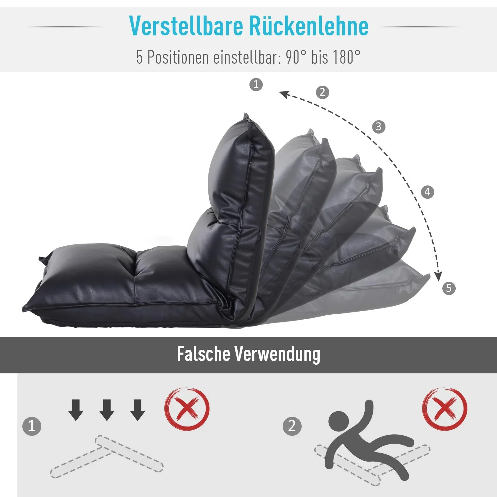 Bodenkissen mit verstellbarer Rückenlehne - 1