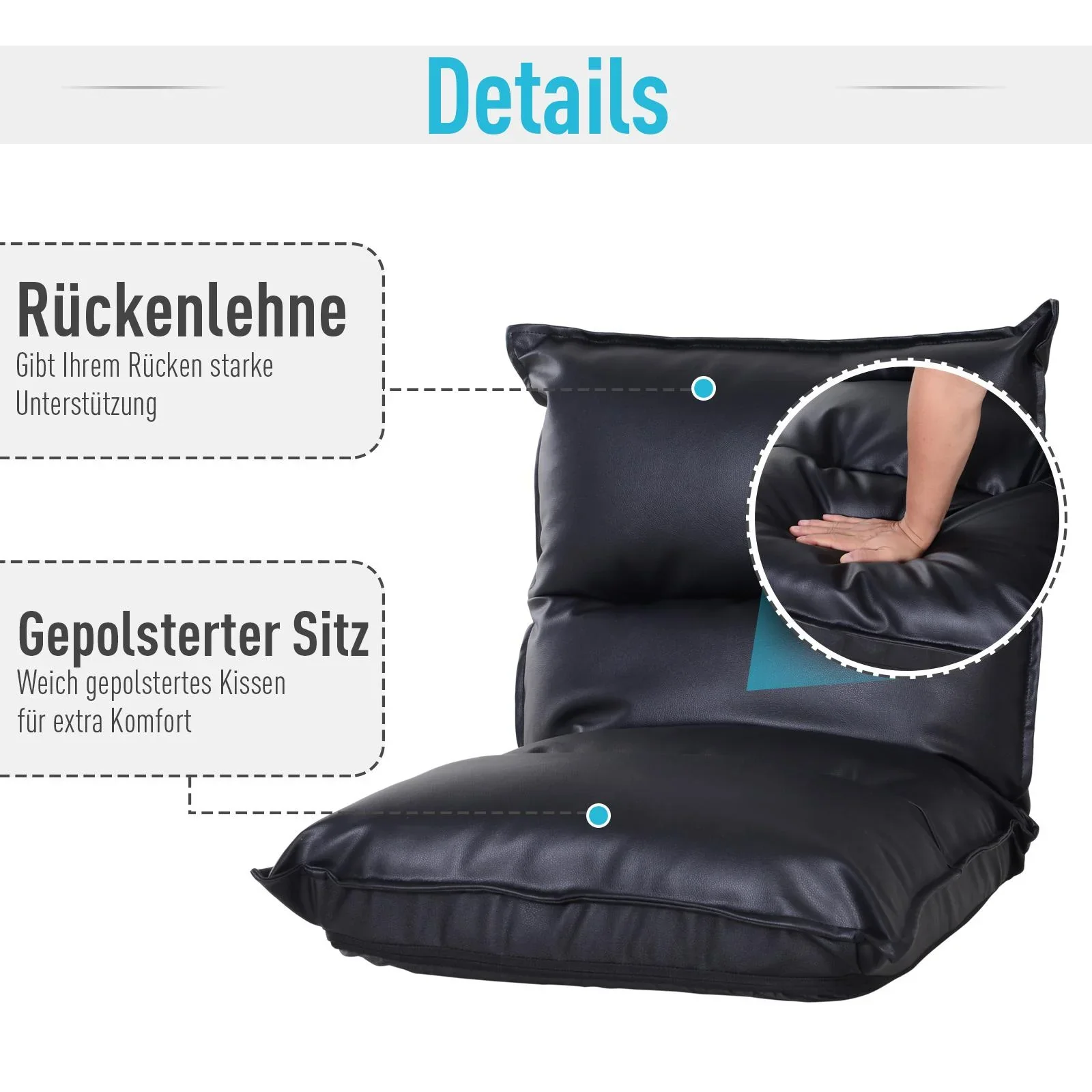 Bodenkissen mit verstellbarer Rückenlehne - 4