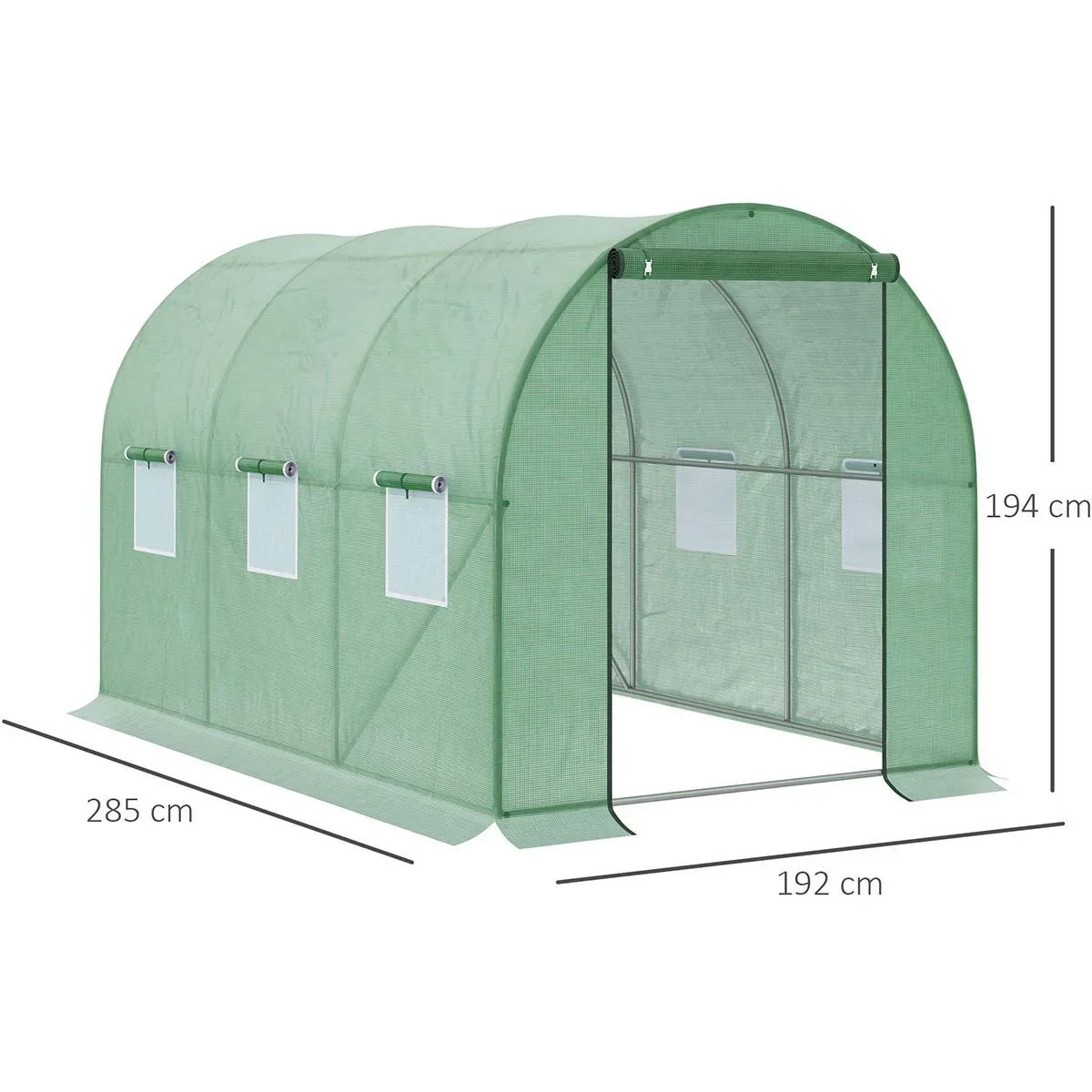 Foliengewächshaus begehbares Gewächshaus 3 x 2 m Polytunnel Folientunnel Treibhaus Frostschutz Stahlrohr Dunkelgrün - 1
