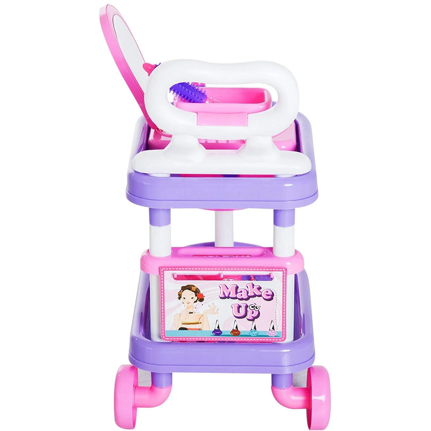 Kinder Mädchen Dresser Trolley Kosmetikwagen Rollenspiel Lila Rosa - 6