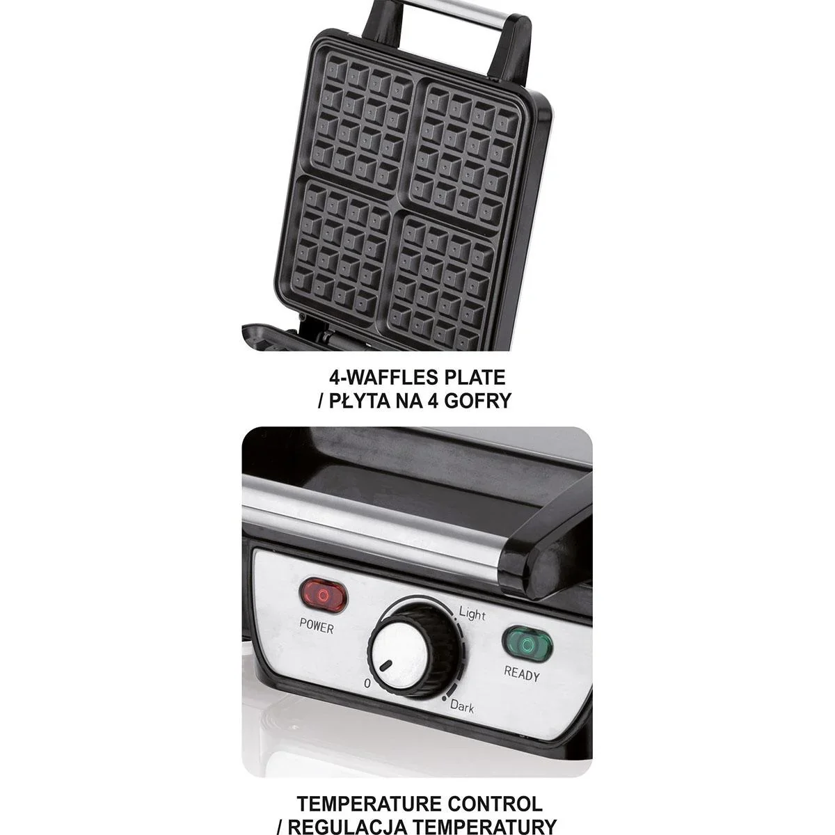 Waffeleisen - 1100W - 4 Waffeln - Antihaftbeschichtung - 5