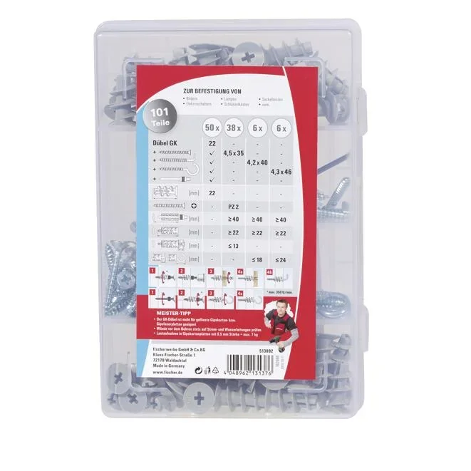 Universaldübel UX Meister Box mit Schrauben, Haken, 101 tlg. - 1