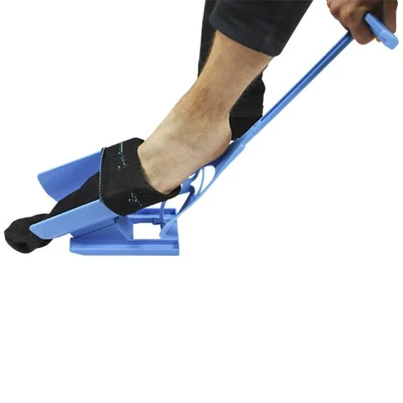 3 in 1 Anziehhilfe für Socken und Schuhlöffel, Blau - 1