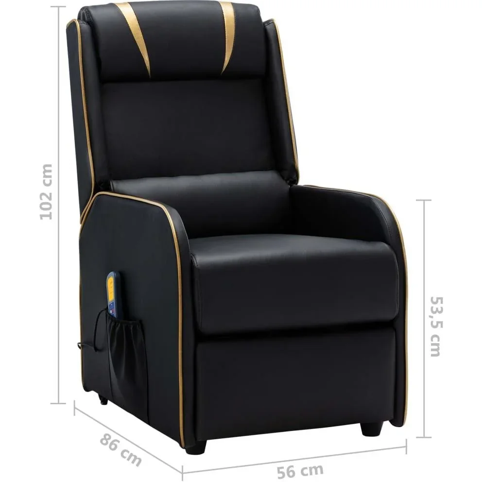 Massagesessel verstellbar Kunstleder schwarz und gold - 2