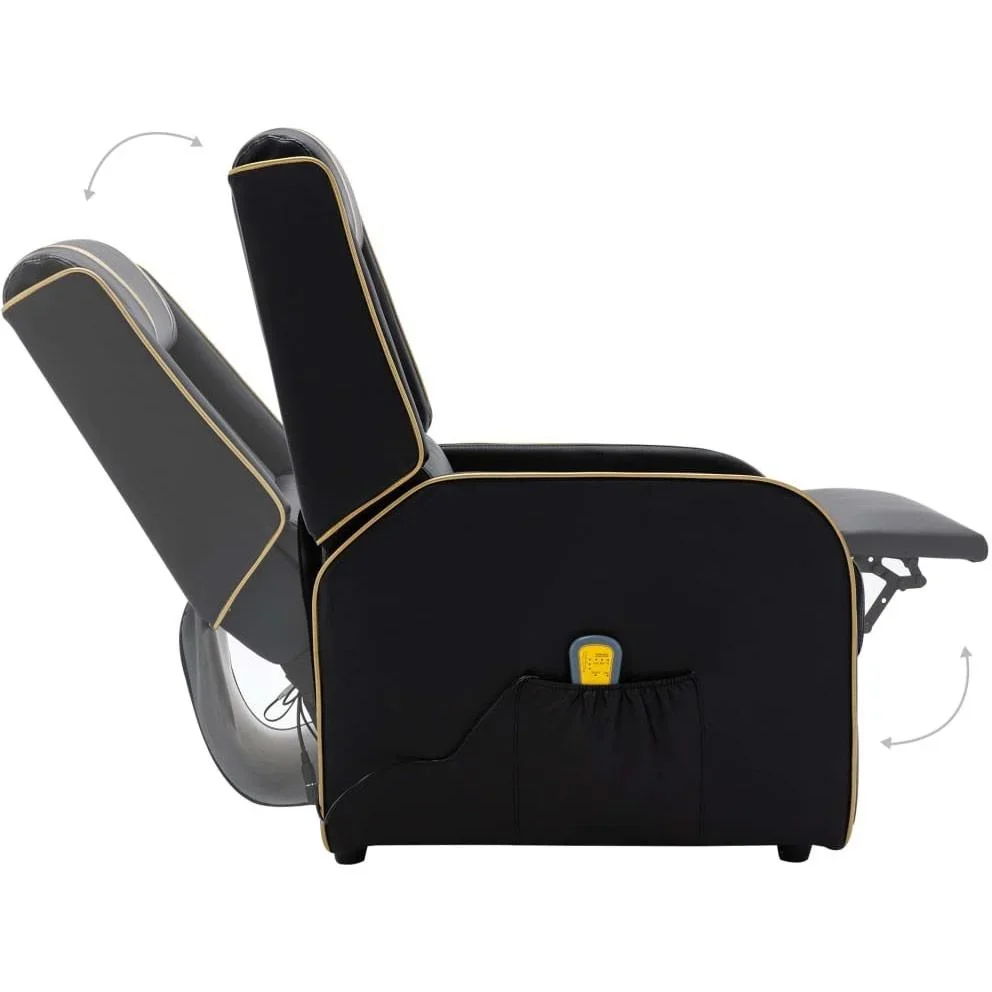 Massagesessel verstellbar Kunstleder schwarz und gold - 3