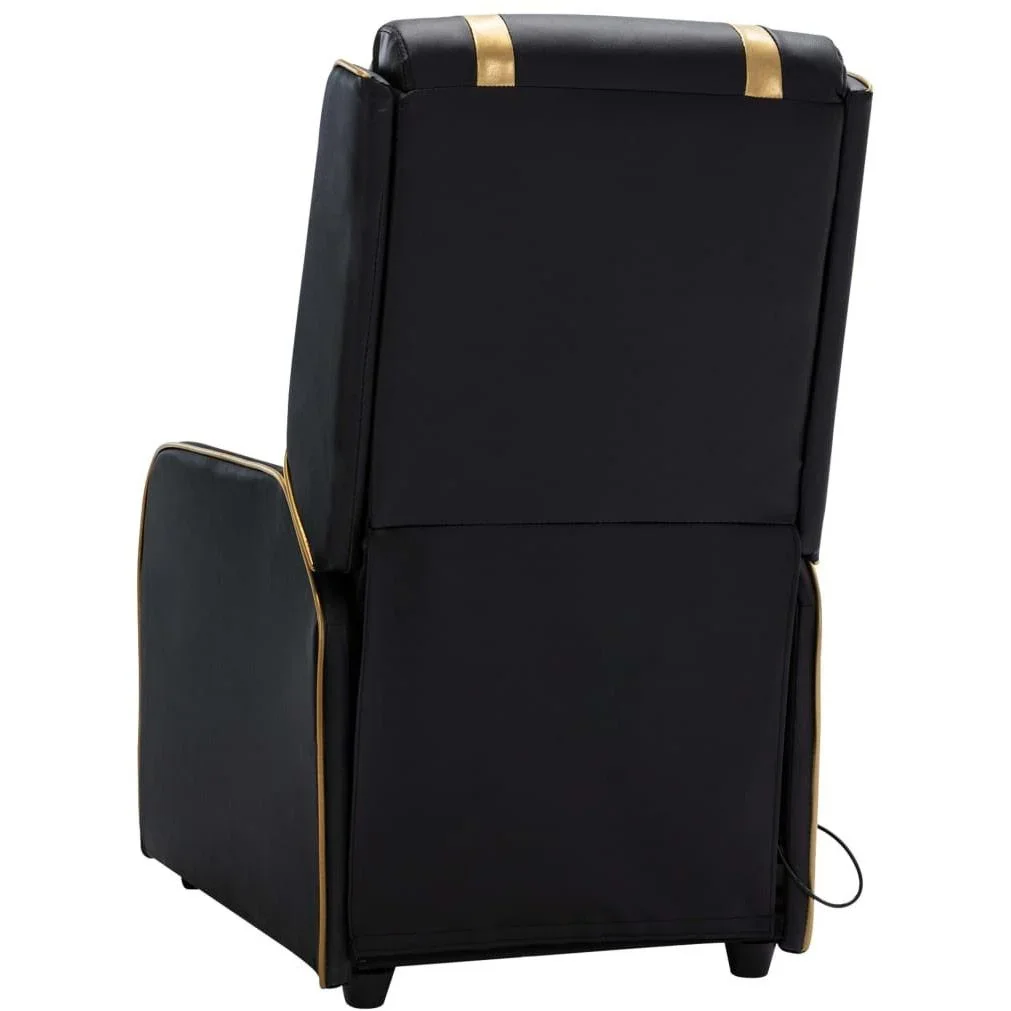 Massagesessel verstellbar Kunstleder schwarz und gold - 4