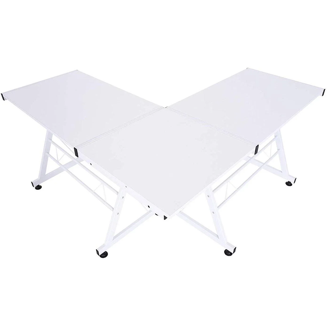 Computertisch Schreibtisch flexible Arbeitsstation MDF Stahl Weiß 210 x 50 x 73,5 cm - 0