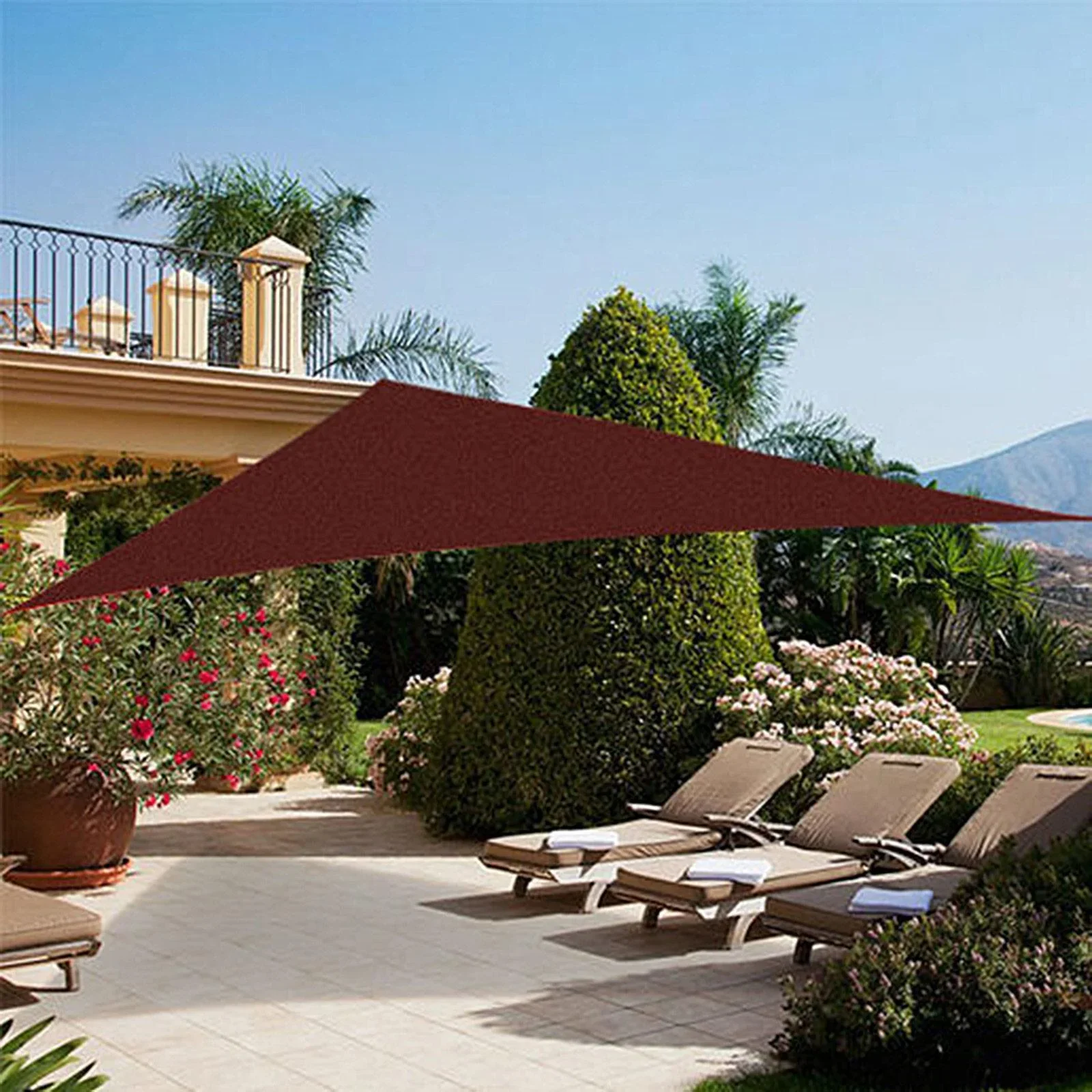 Sonnensegel (6x6x6m) Dreiecke Rostrot HDPE - atmungsaktiv - 1