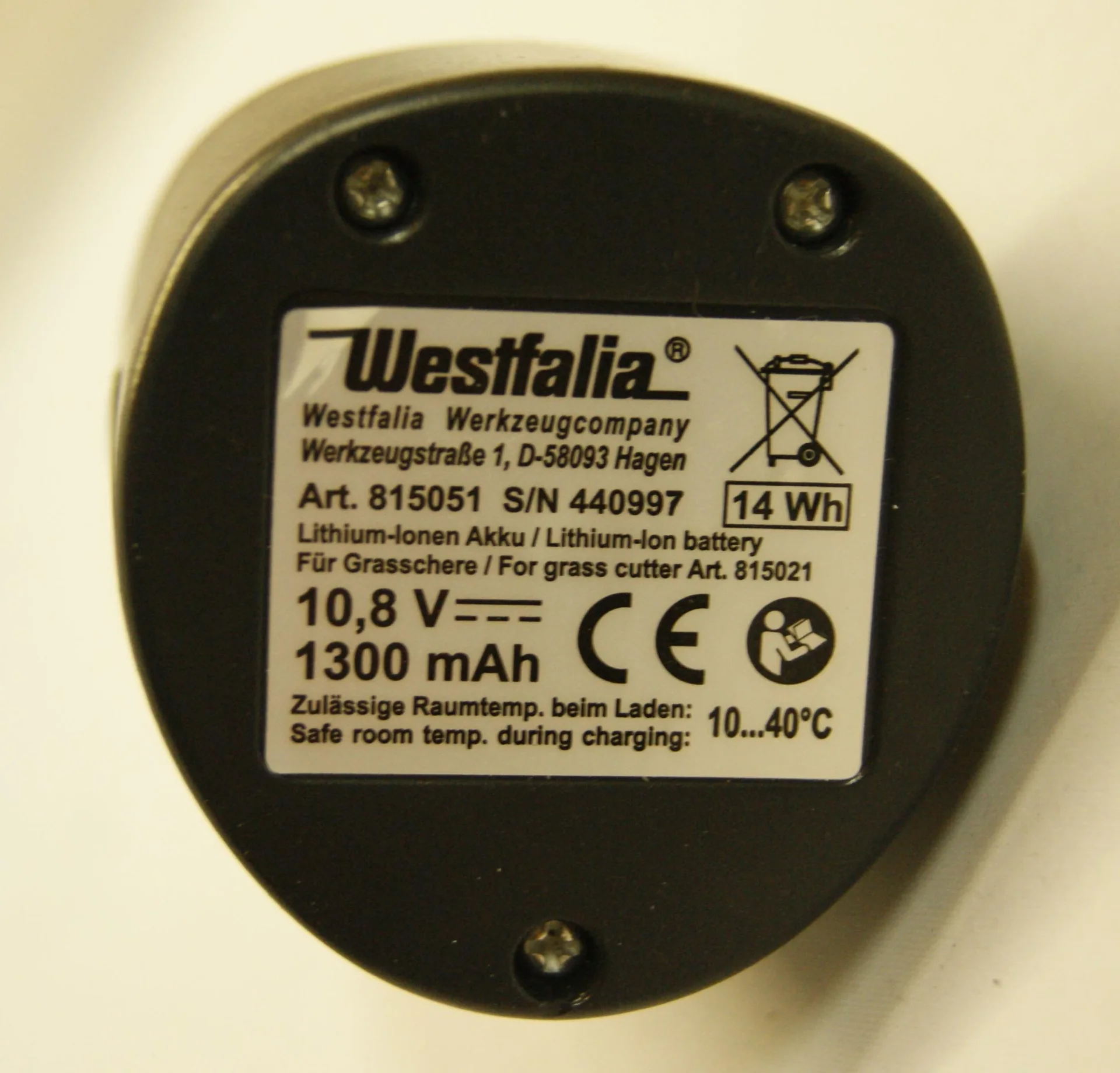 Ersatzakku zur Akku Gras- und Strauchschere 10,8 Volt Li-Ion - 0