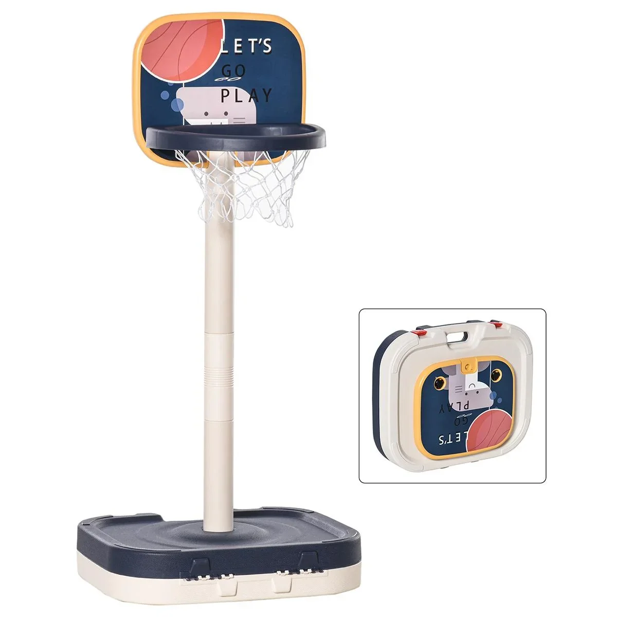 Kinder Basketballständer Basketballkorb einstellbar höhenverstellbar tragbar leicht mit Ball und Pumpe Lila+Weiß 58,5x56 - 1