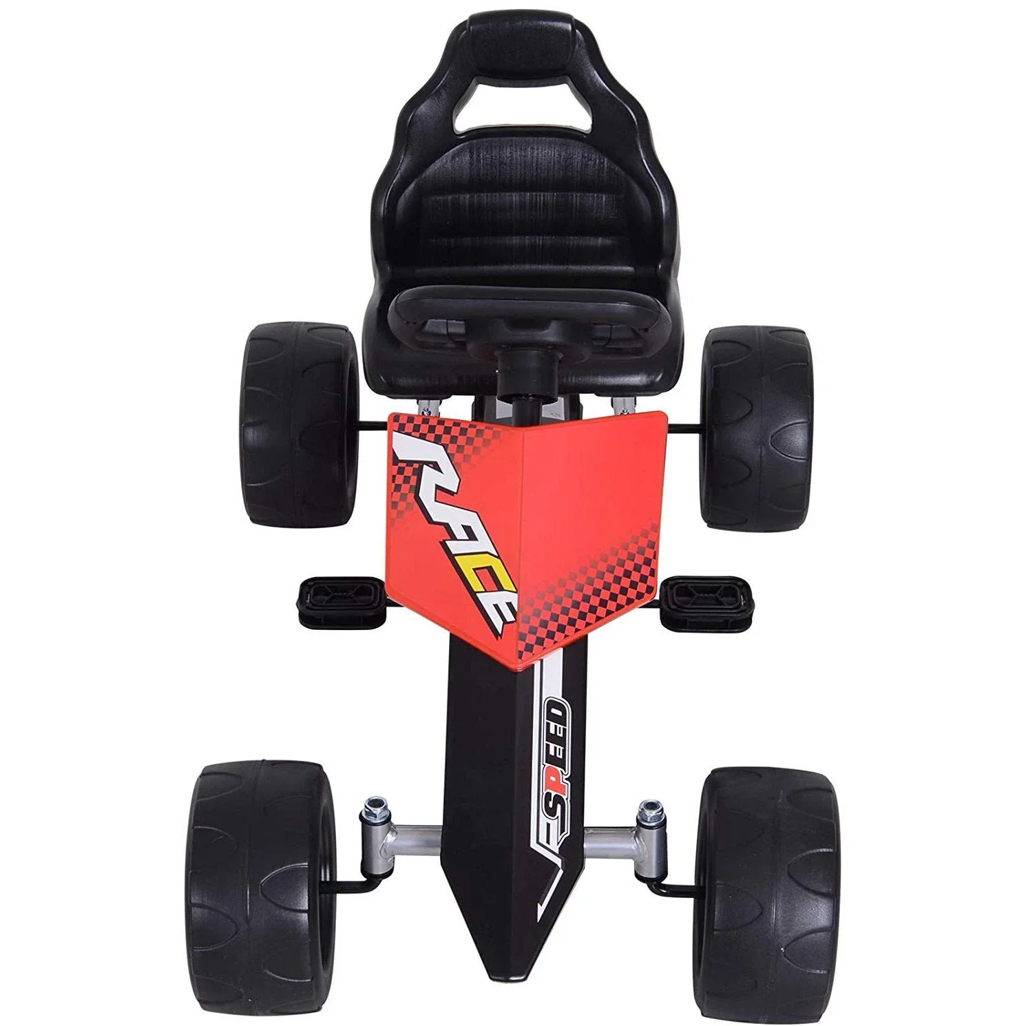 Kinder Go-Kart Tretauto Kinderfahrzeug mit Pedalen 4 Räder Metall + Kunststoff Rot 3 8 Jahre - 3