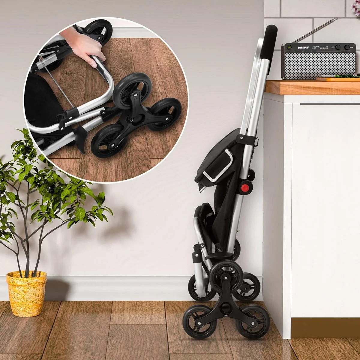 Einkaufswagen - Treppensteiger - geeignet für Treppen - Schwarz - 5