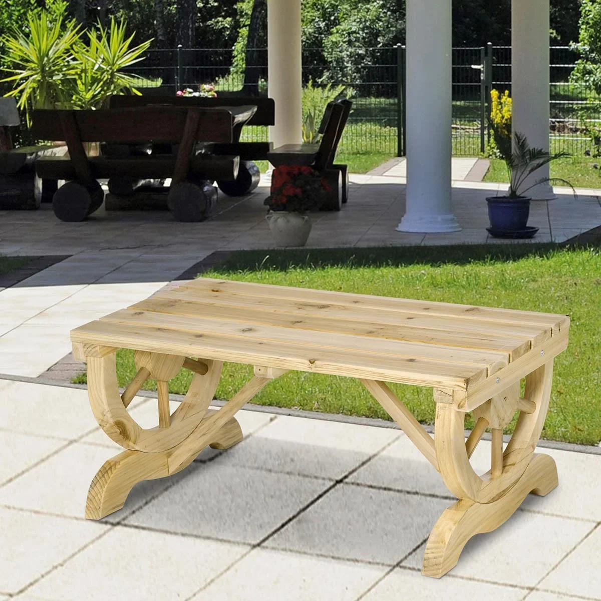 Gartenbank Holz witterungsbeständig Rustikal 98 x 50 x 39,5 cm - 0