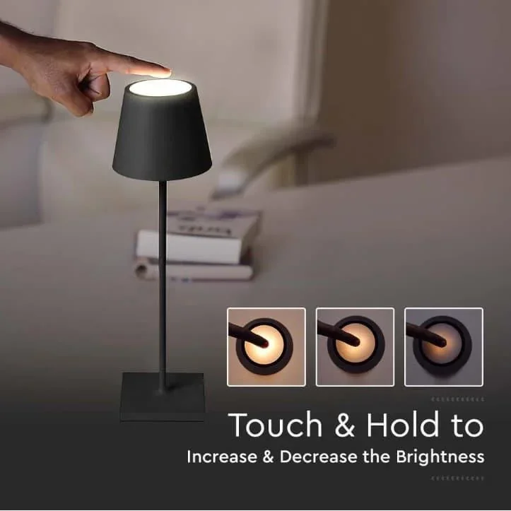 VT-7703 Tischleuchte - 4000K - Dimmbar über Touch - Wiederaufladbar - Schwarz - 0