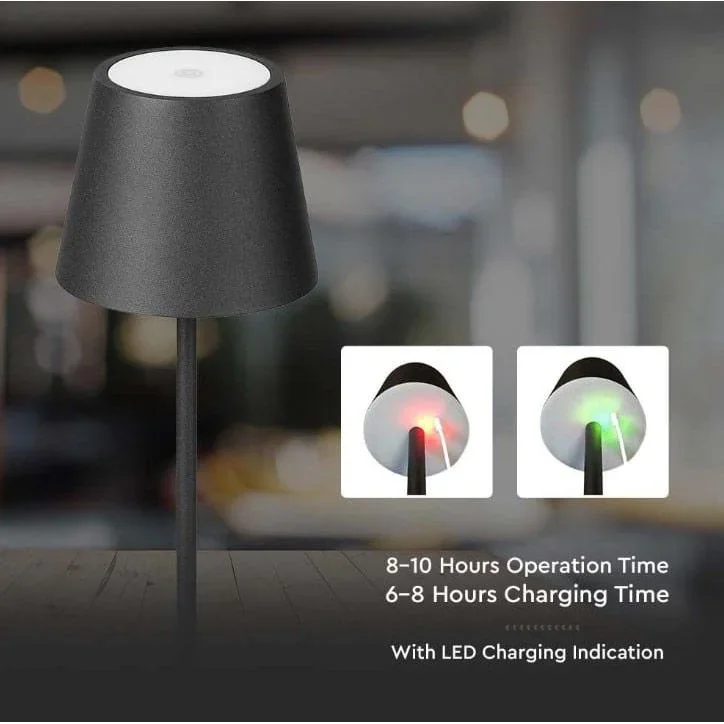 VT-7703 Tischleuchte - 4000K - Dimmbar über Touch - Wiederaufladbar - Schwarz - 3