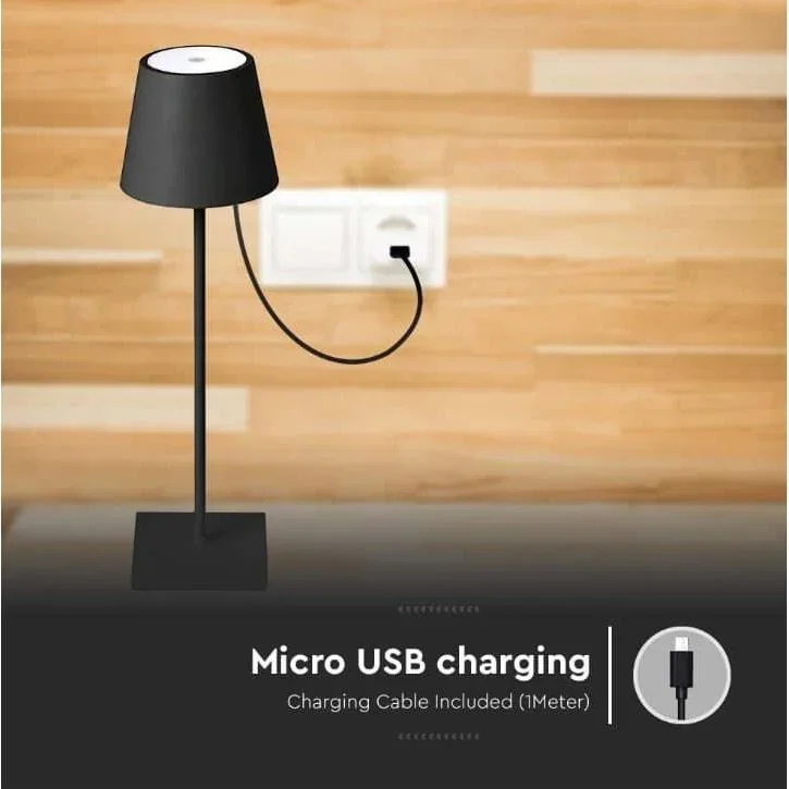 VT-7703 Tischleuchte - 4000K - Dimmbar über Touch - Wiederaufladbar - Schwarz - 7