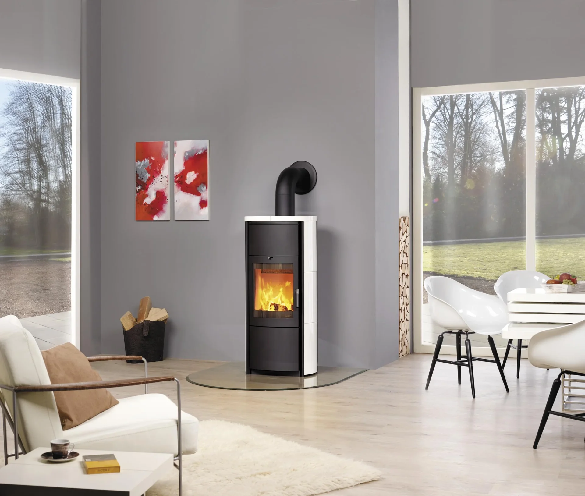 Kaminofen Keno ECOplus (7 kW) creme-weiss, Dauerbrand, 3in1-Komfortregelung - 1