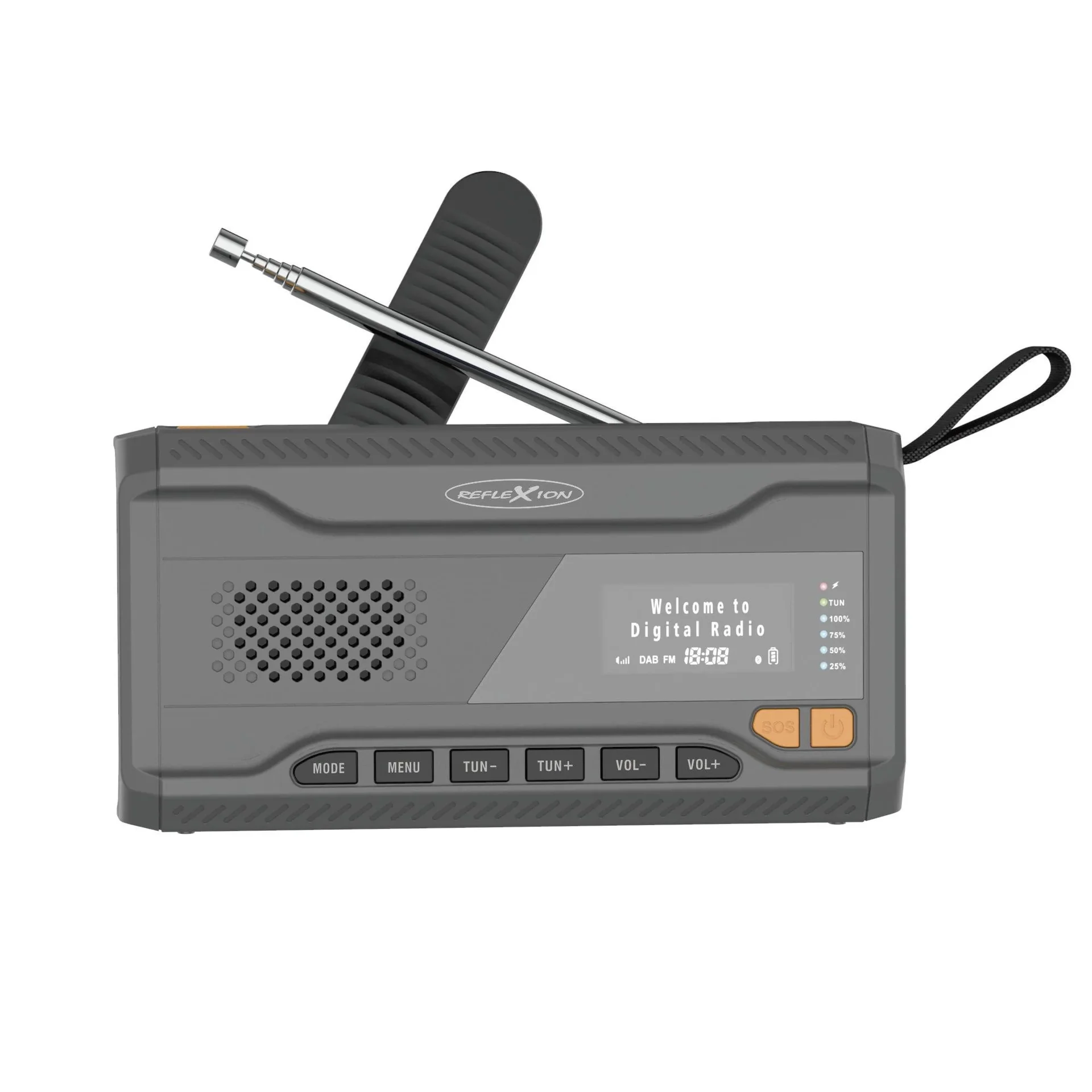 Outdoor Solarkurbelradio mit SOS Taschenlampe, DAB/UKW, Bluetooth, Akku - 0