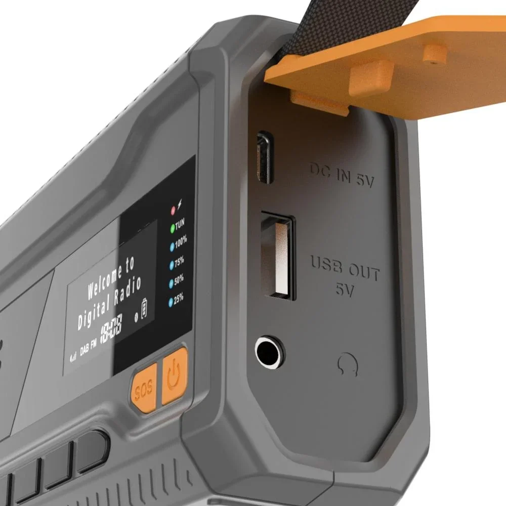 Outdoor Solarkurbelradio mit SOS Taschenlampe, DAB/UKW, Bluetooth, Akku - 2