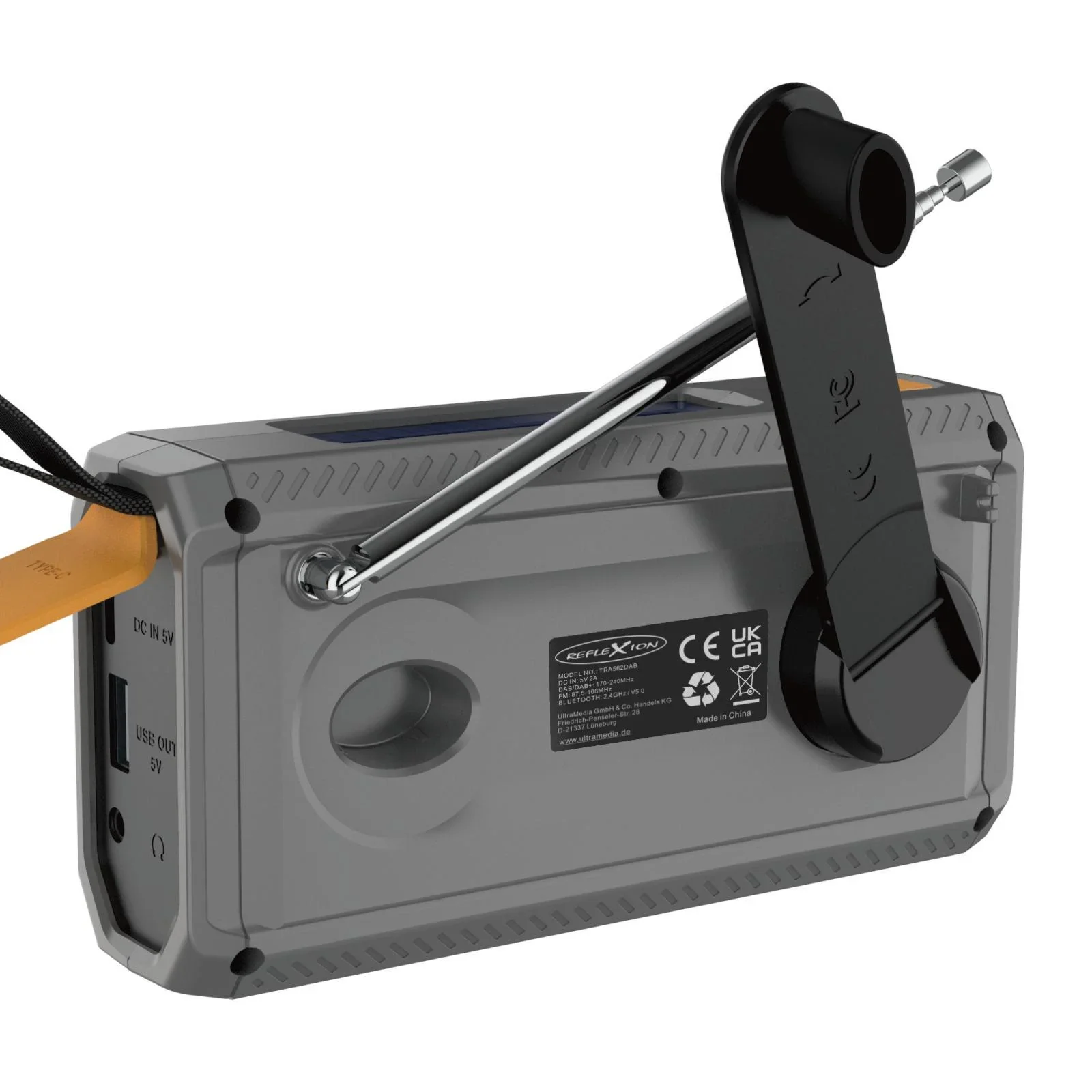 Outdoor Solarkurbelradio mit SOS Taschenlampe, DAB/UKW, Bluetooth, Akku - 5