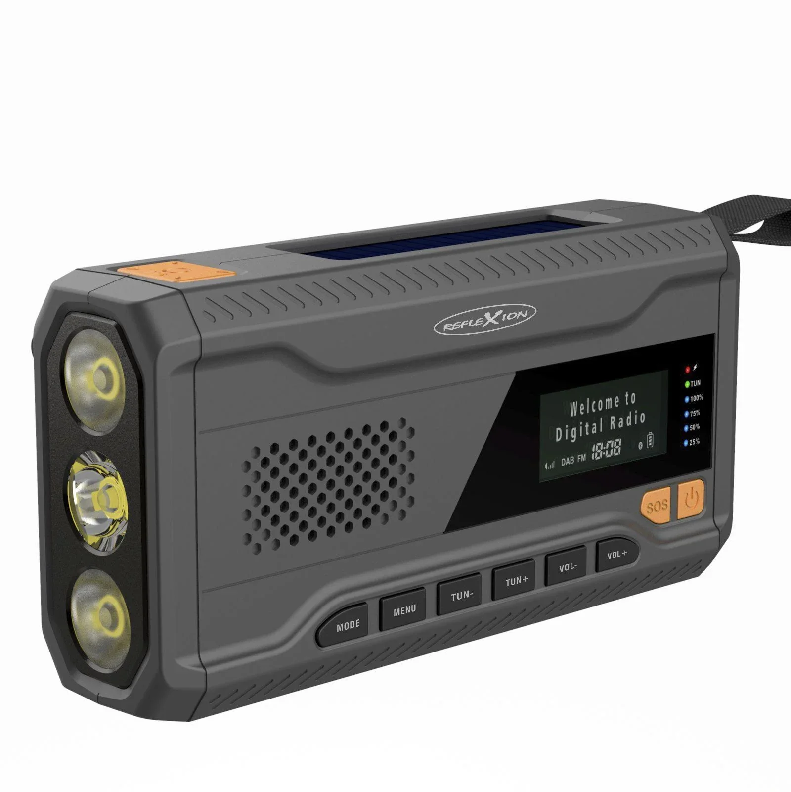 Outdoor Solarkurbelradio mit SOS Taschenlampe, DAB/UKW, Bluetooth, Akku - 6