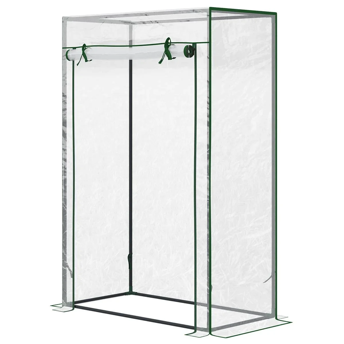 Gewächshaus Frühbeet Tomatengewächshaus mit Rolltor Stahl PE transparent 100 x 50 x 149 cm - 4