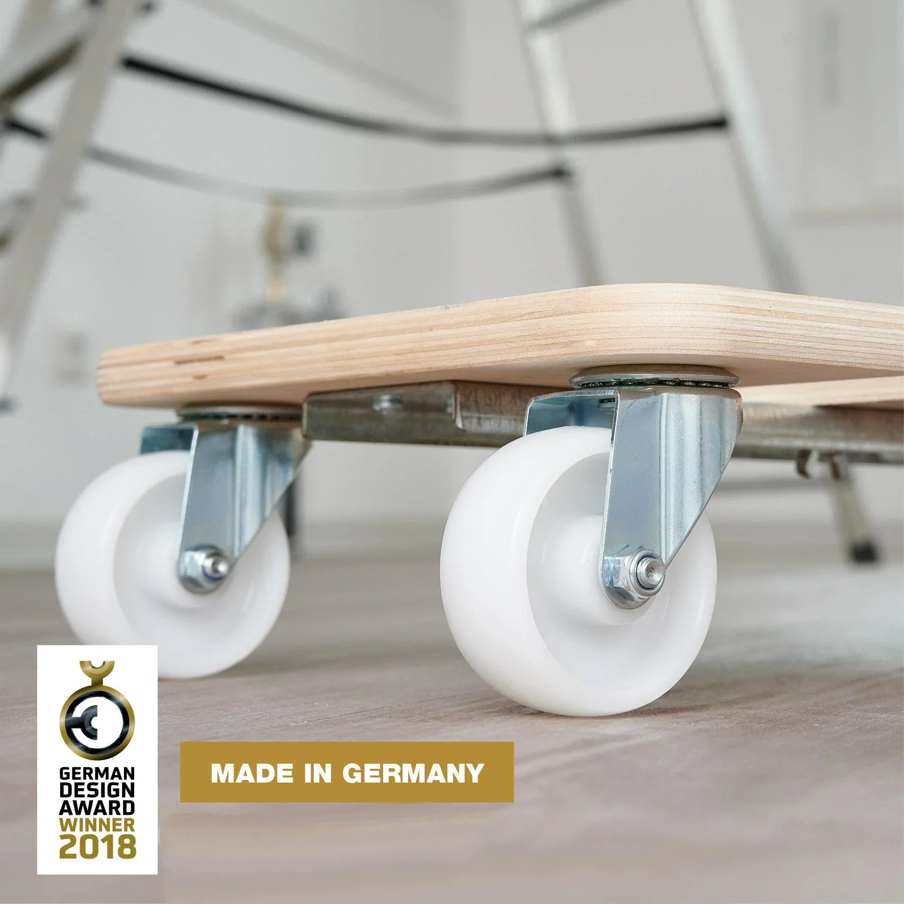 Transporthilfe MM 1331, 59-86 x 29 x 11 cm ausziehbar, harte Rollen Ø 75 mm, Rollenlager, Birke FSC®, Tragkraft 200 kg - 3