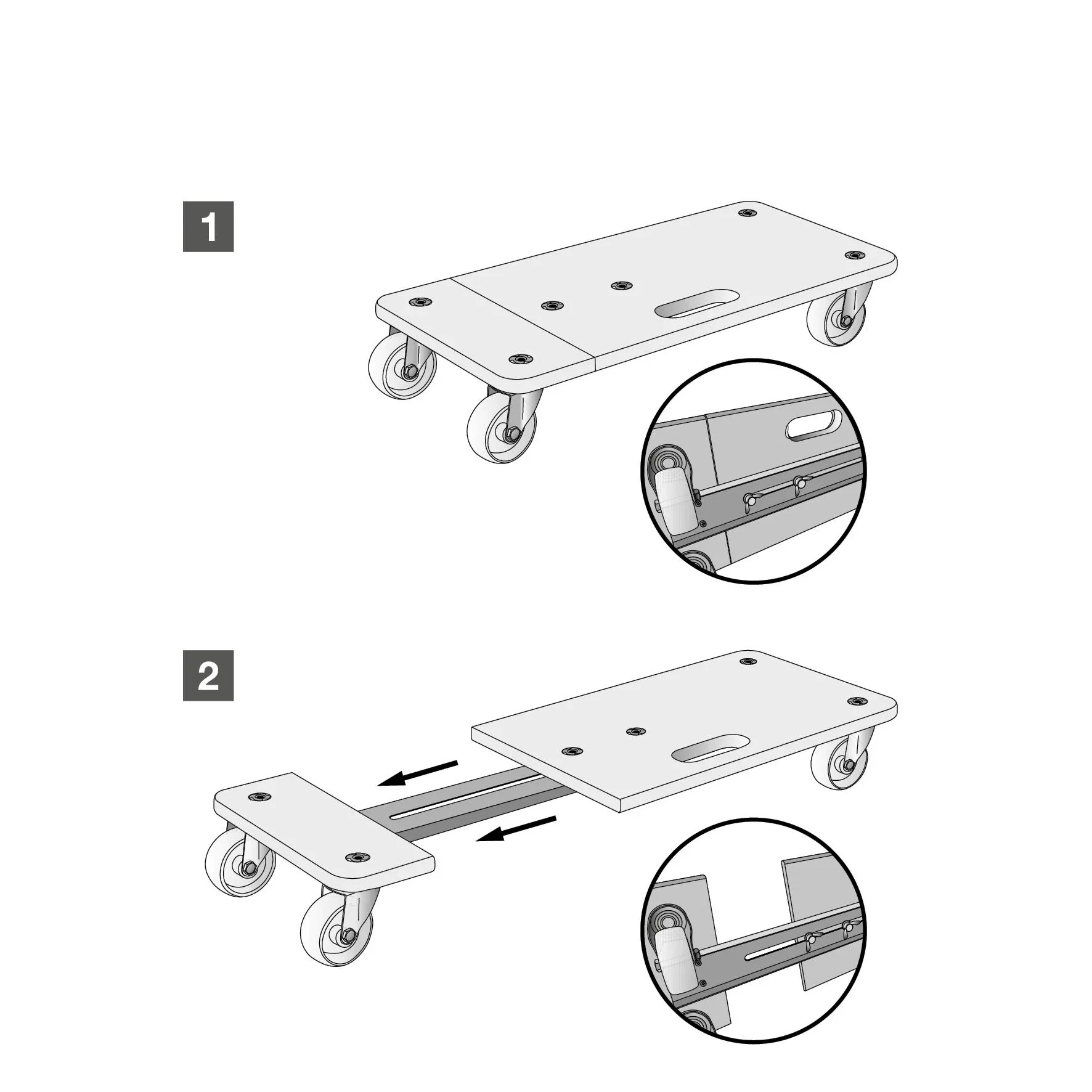 Transporthilfe MM 1331, 59-86 x 29 x 11 cm ausziehbar, harte Rollen Ø 75 mm, Rollenlager, Birke FSC®, Tragkraft 200 kg - 5