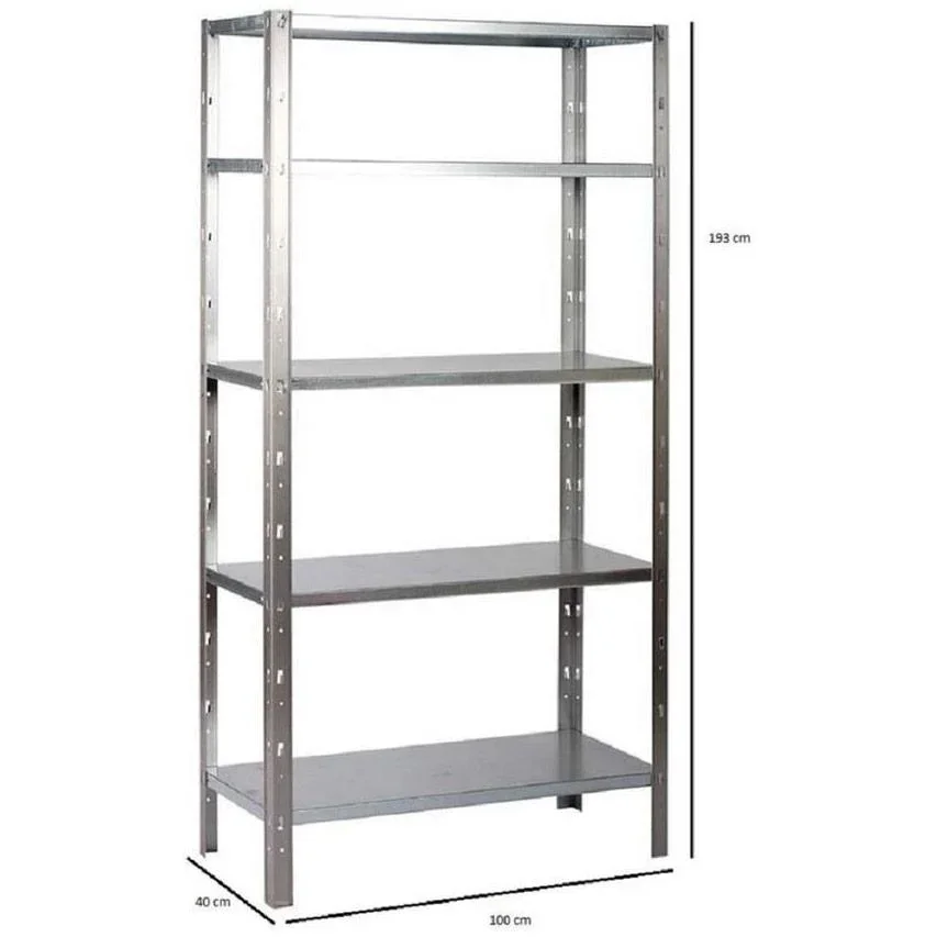 Metall-Lagerregal / Regaleinheit mit 5 Fachböden - 500kg Tragkraft - (BxTxH) 100x40x193cm - 100kg pro Fachboden - 0