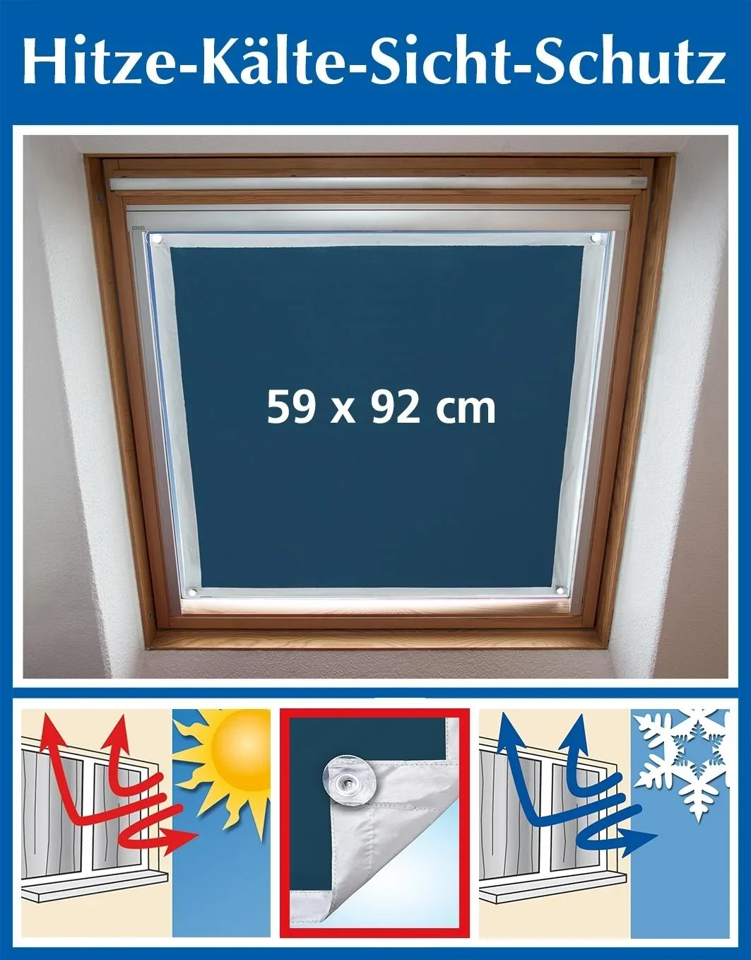 Hitze-Kälte-Sichtschutz für Fenster, mit Saugnäpfen, 47 x 92 cm - 4