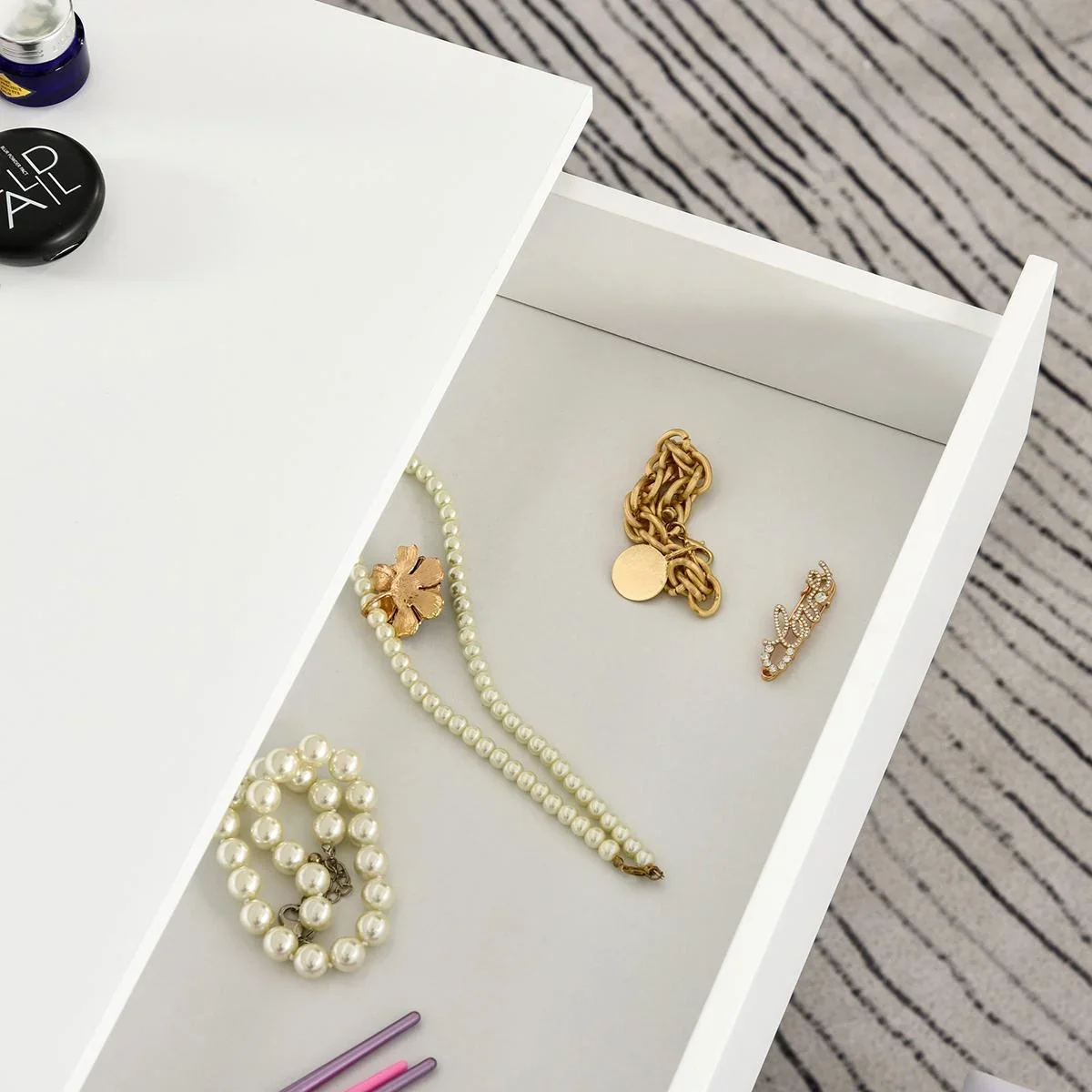 Frisierkommode mit Hocker und LED-Beleuchtung - 4