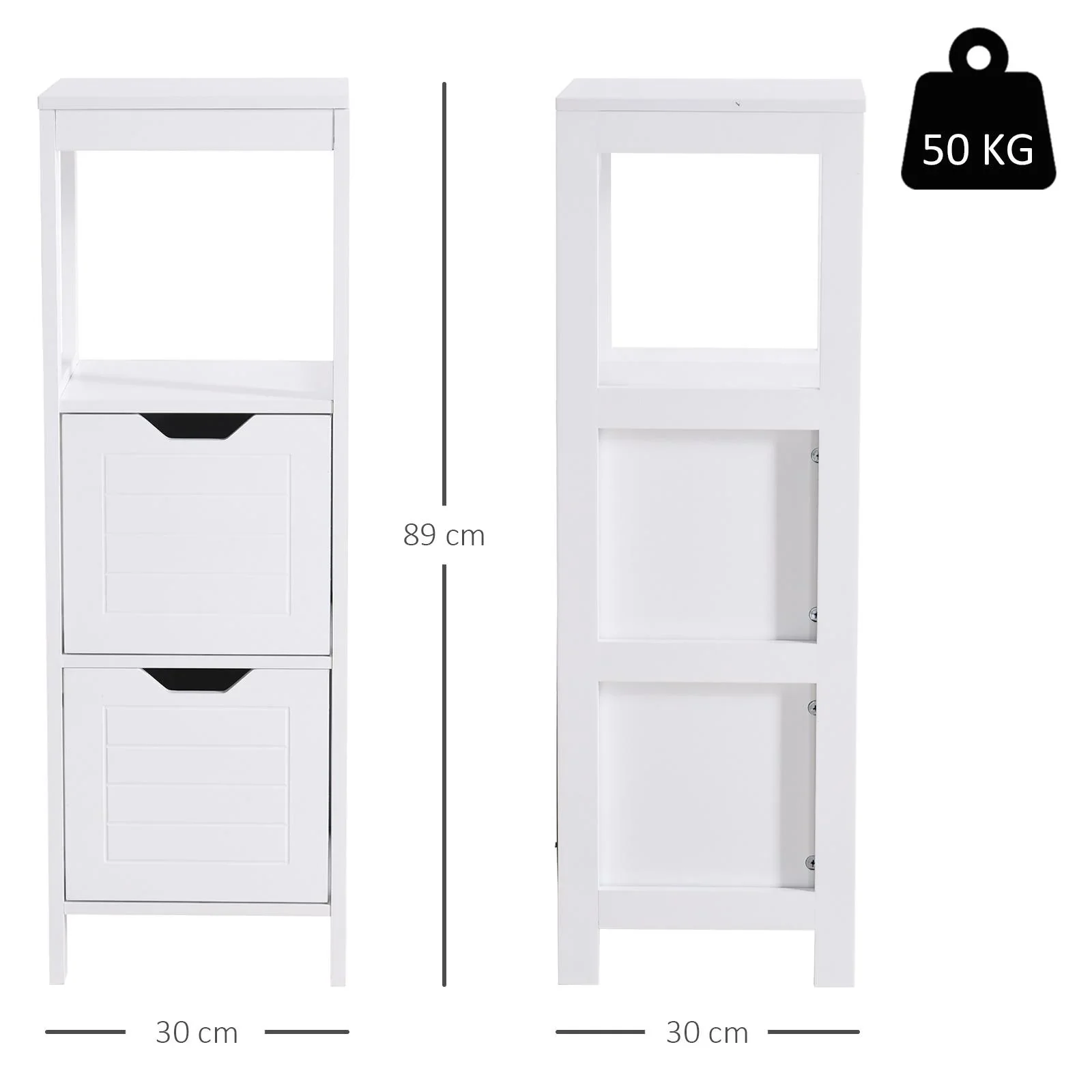 Schrank mit 2 Schubladen und 1 offenem Regal - 1