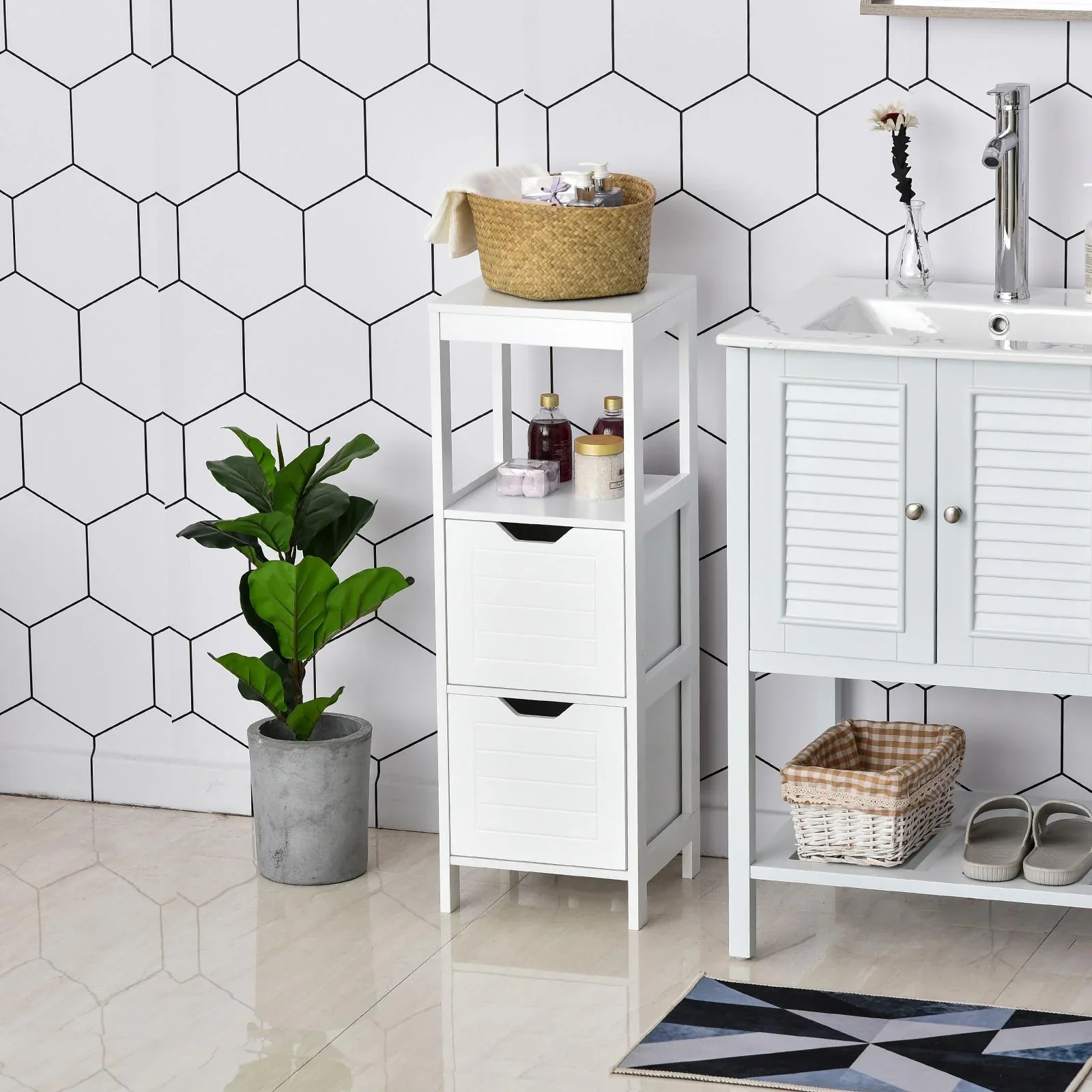 Schrank mit 2 Schubladen und 1 offenem Regal - 2