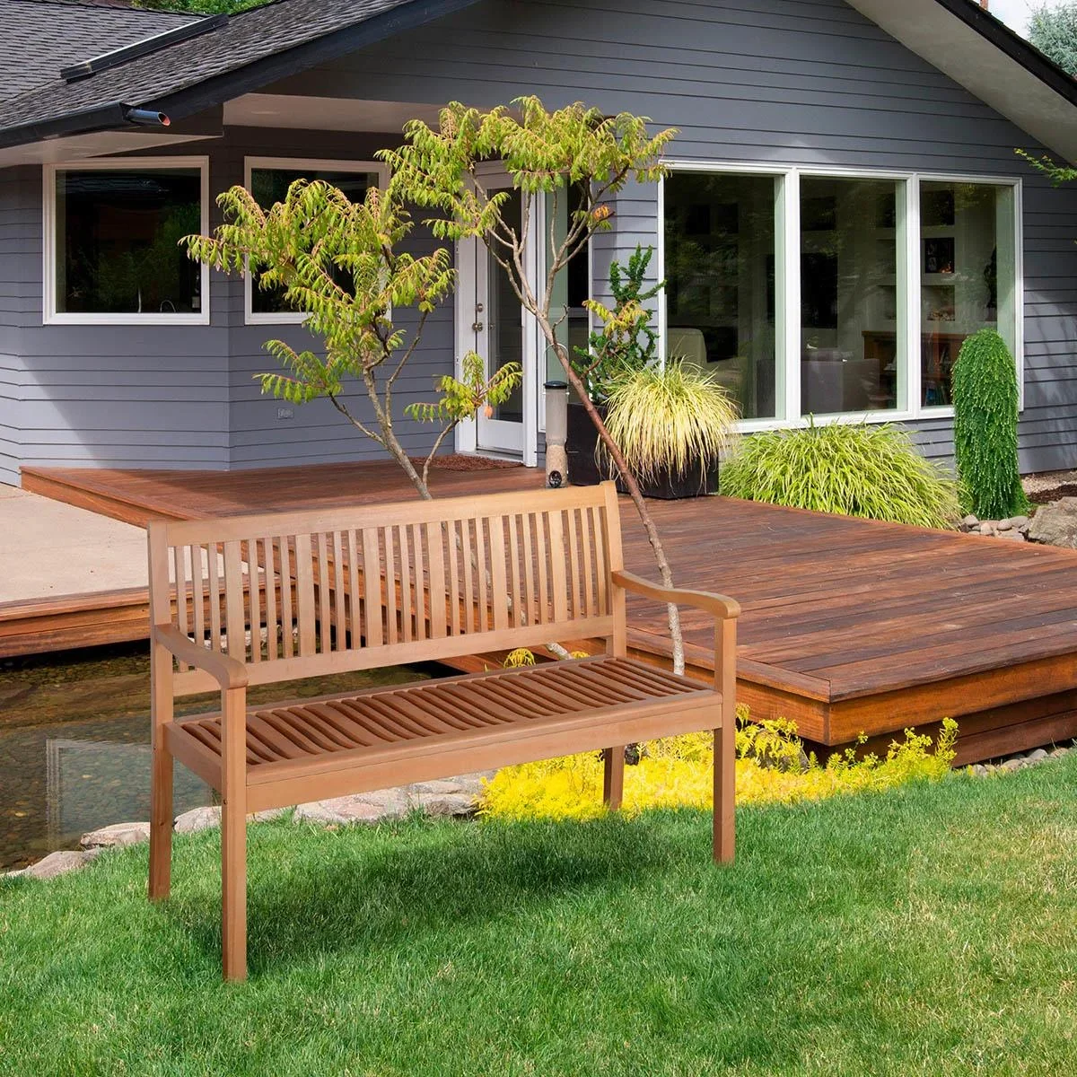 2-Sitzer Gartenbank Holz 126,8 x 62 x 91,3 cm - 2