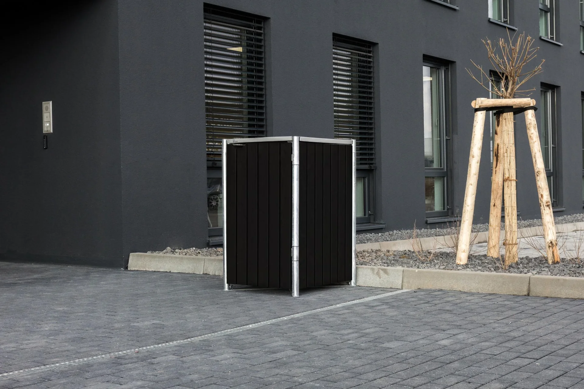 Mülltonnenbox 240 Liter, Kunststoff, Schwarz, 1er - 1