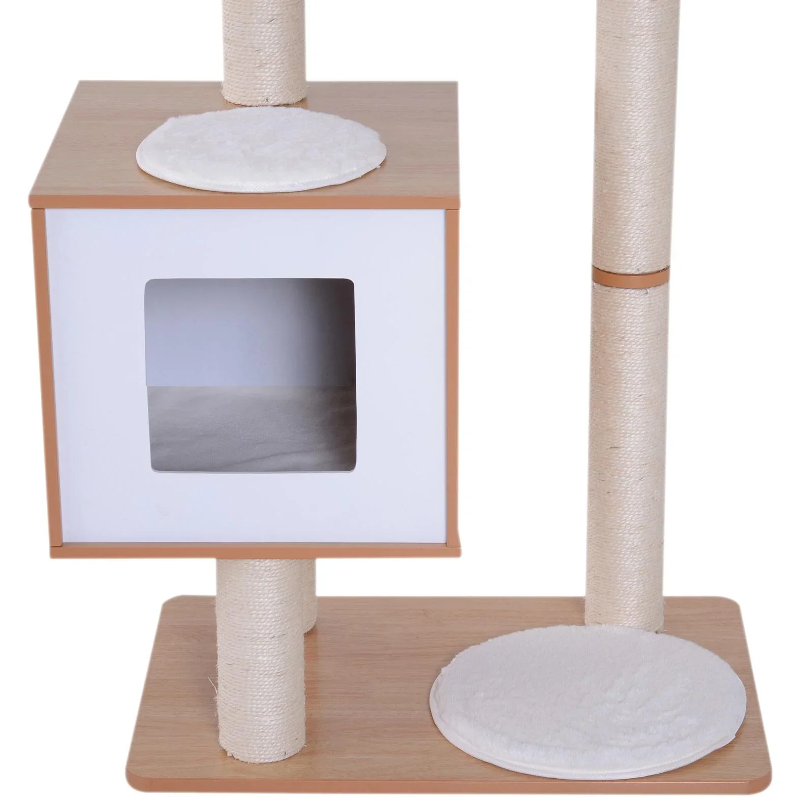 Kratzbaum Katzenspielzeug Kletterbaum Sisal Polster Liegefläche Ball natur 60 x 40 x 120 cm - 1