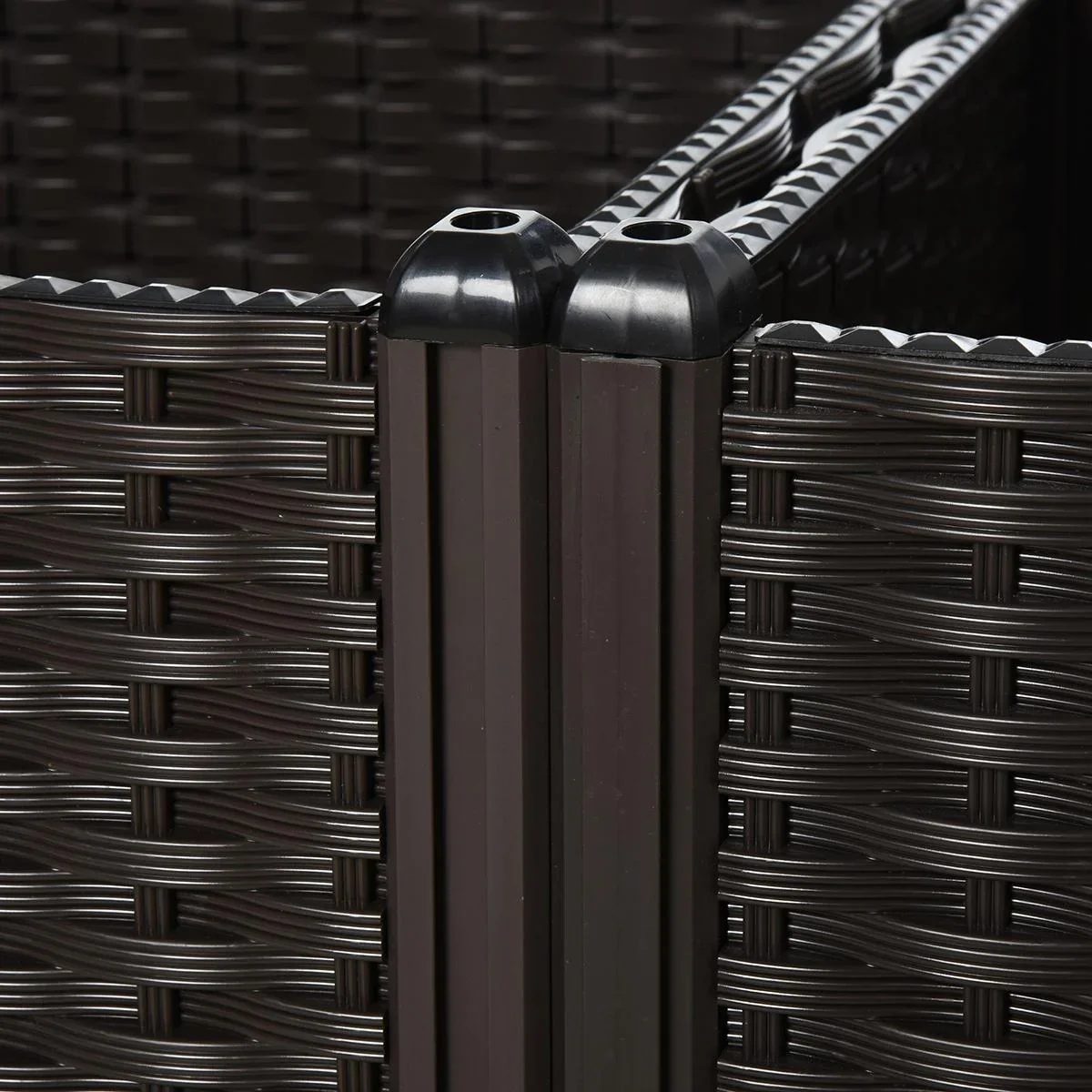 4-teiliges Hochbeet in Rattan-Optik dunkelbraun - 4