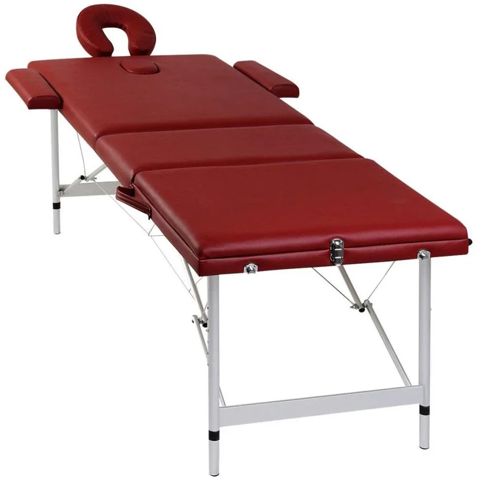 Klappbare Massageliege 3 Zonen mit Aluminiumrahmen (rot) - 3