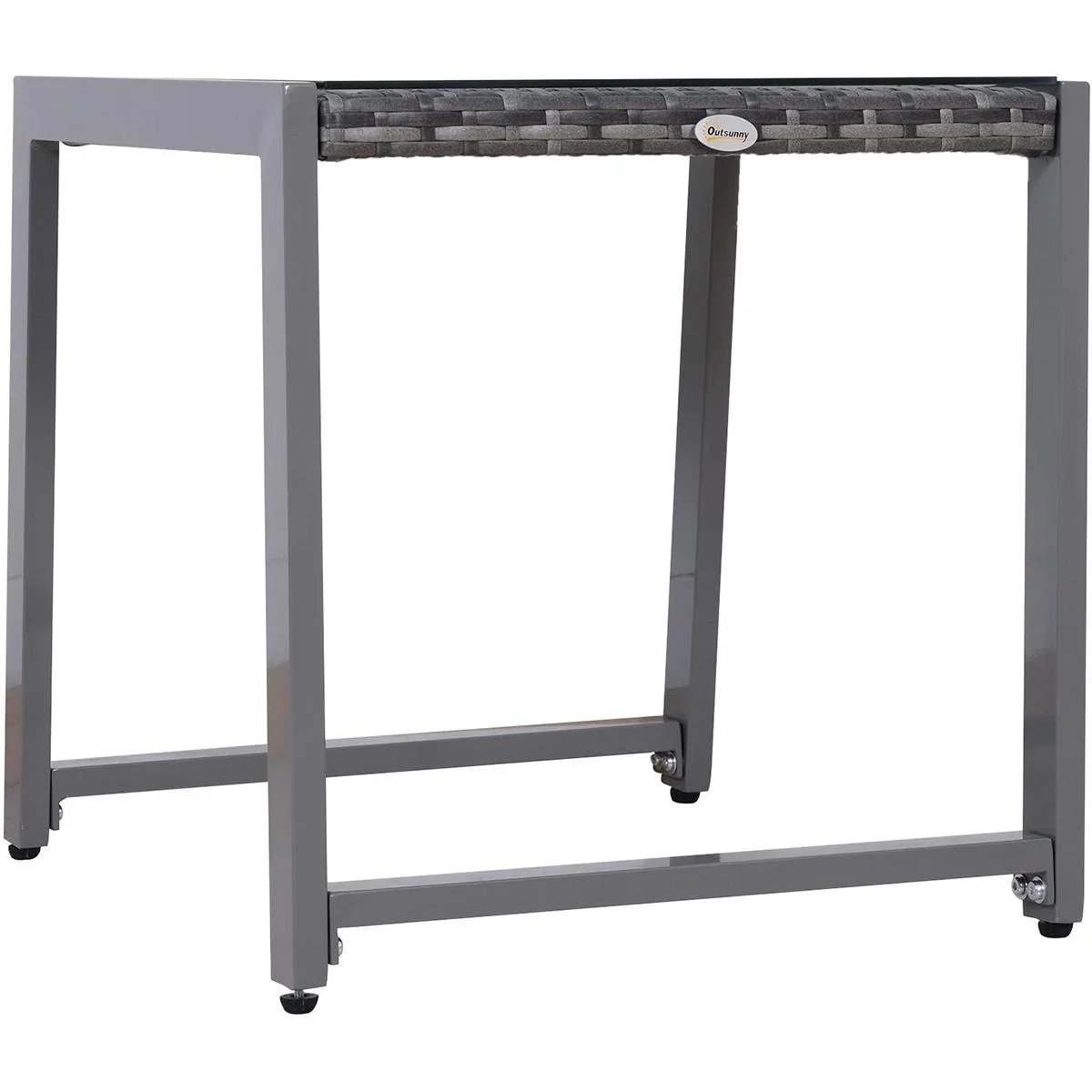 Polyrattan Gartentisch mit Hartglas grau - 5