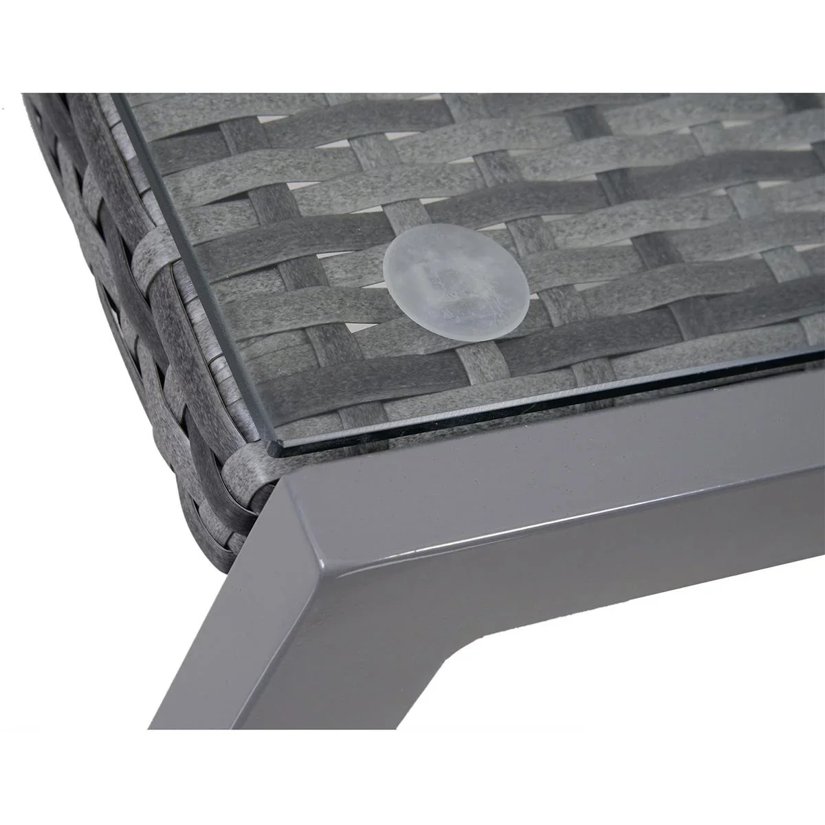 Polyrattan Gartentisch mit Hartglas grau - 6